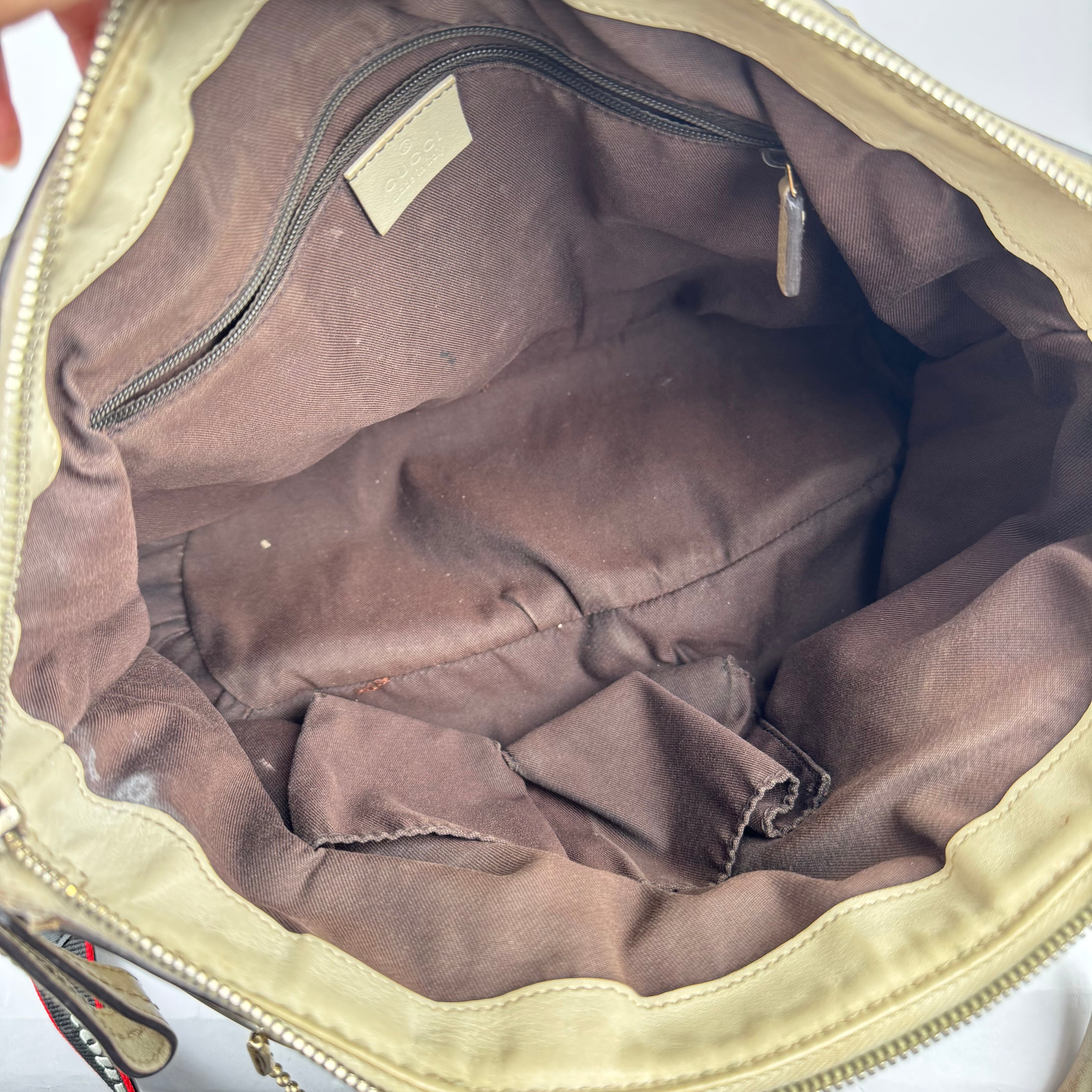 Gucci GG Canvas Sukey Medium Satchel Brown Beige- Pre Owned