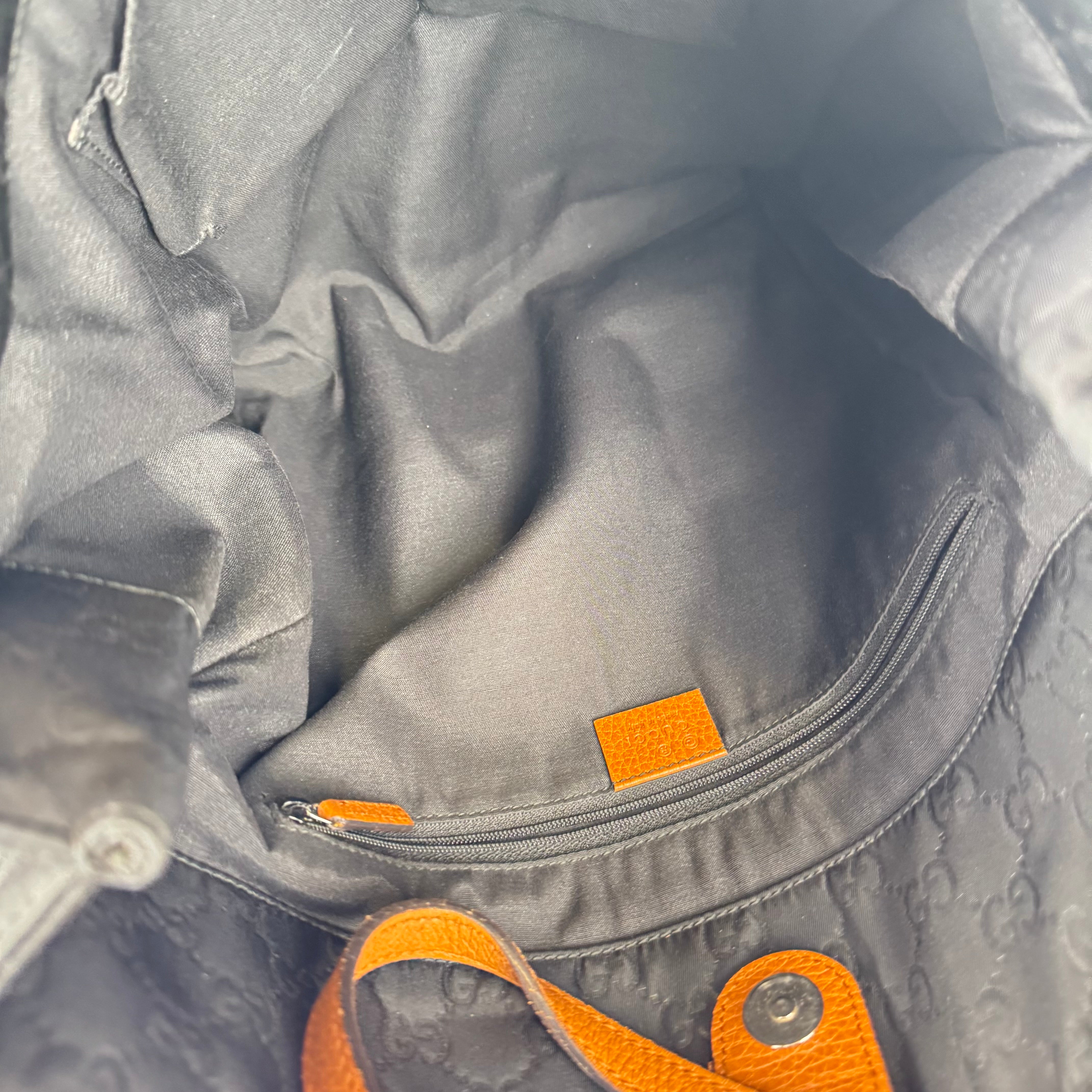 Gucci Black GG Nylon Tote Bag Brown- Pre Owned