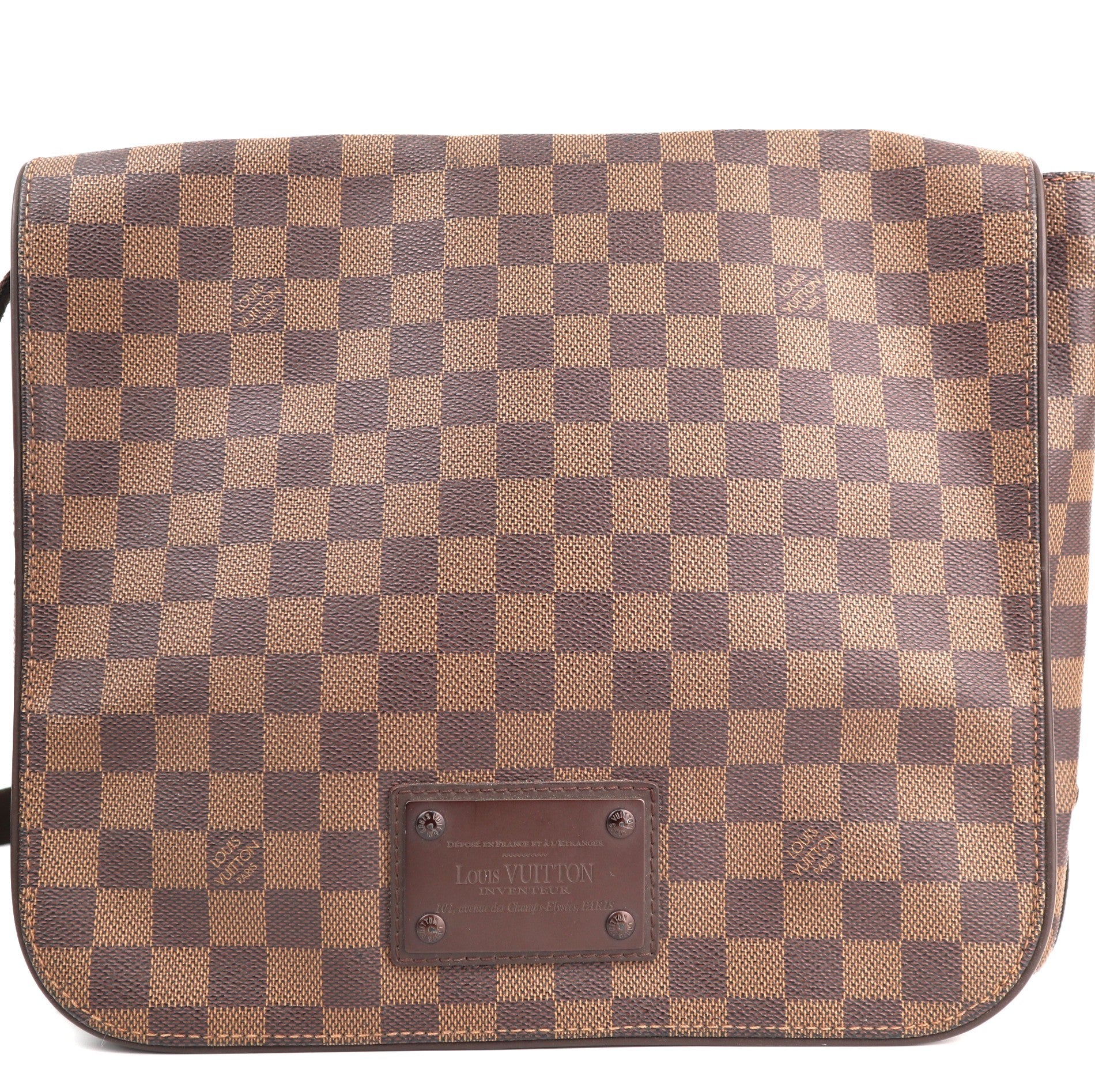C1417  Louis Vuitton  Damier Ebene Brooklyn Messenger Bag-Pre Owned