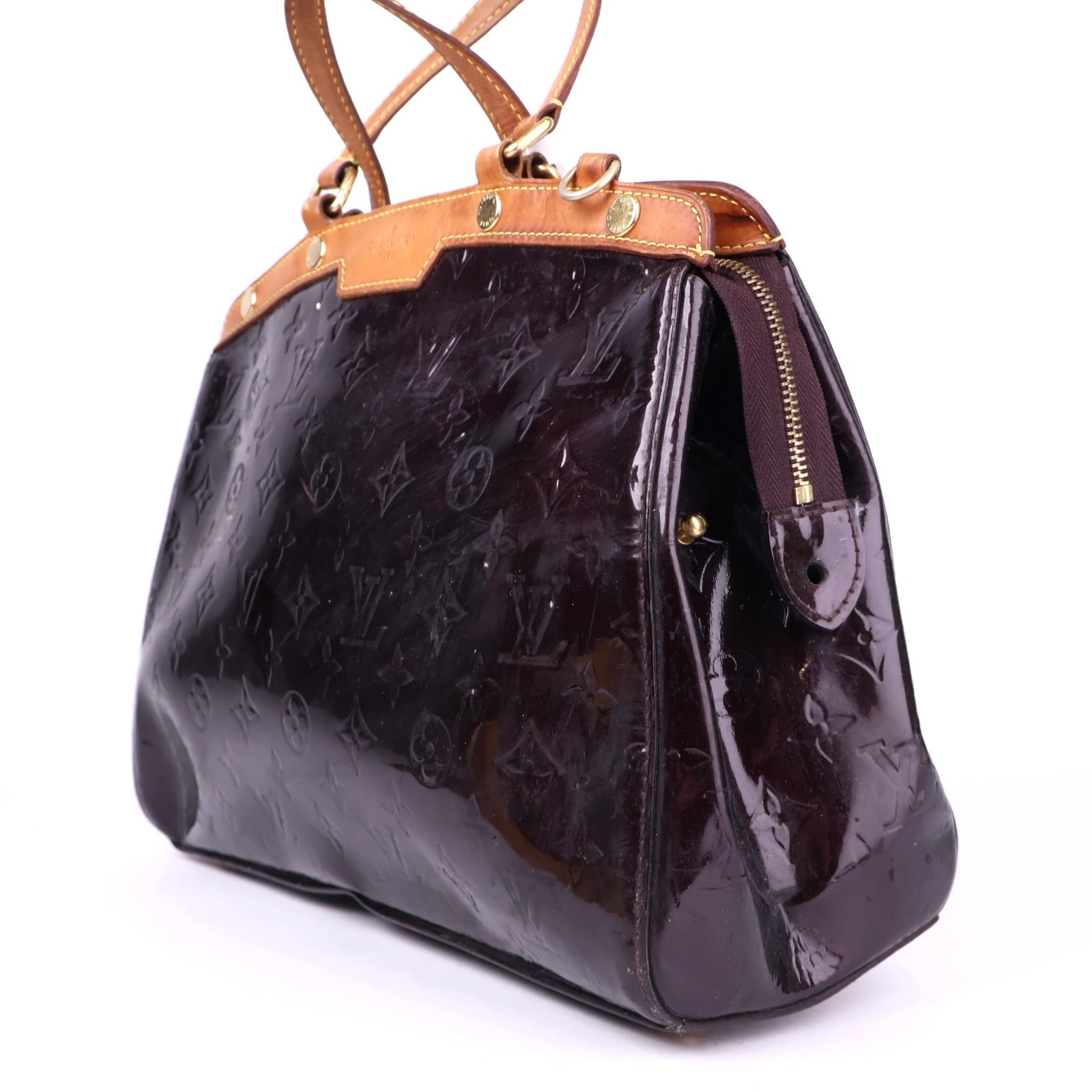 J3397 Louis Vuitton Amarante Monogram Vernis Brea MM Bag- Pre Owned