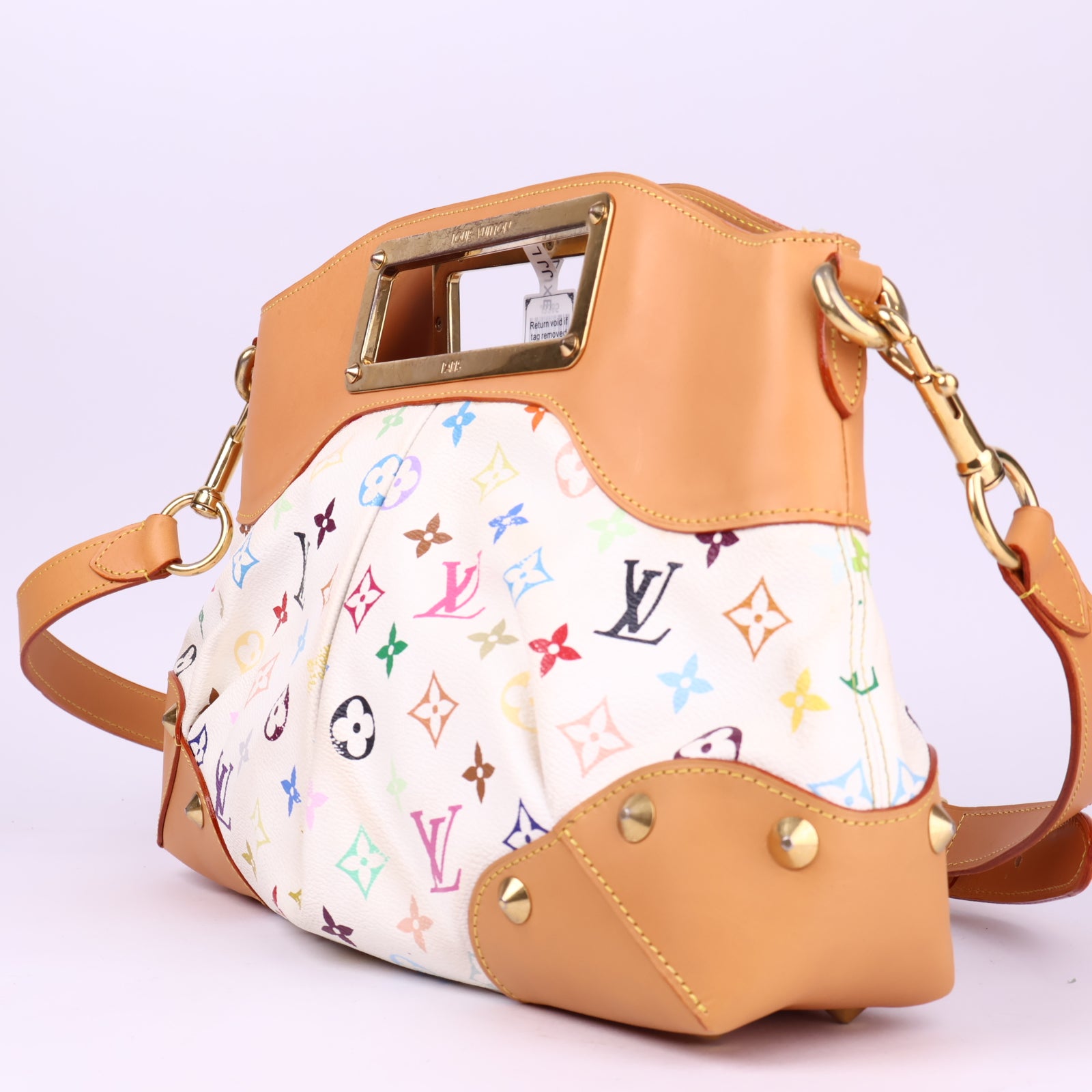 J3385 Louis Vuitton White Monogram Multicolor Judy MM Bag- Pre Owned