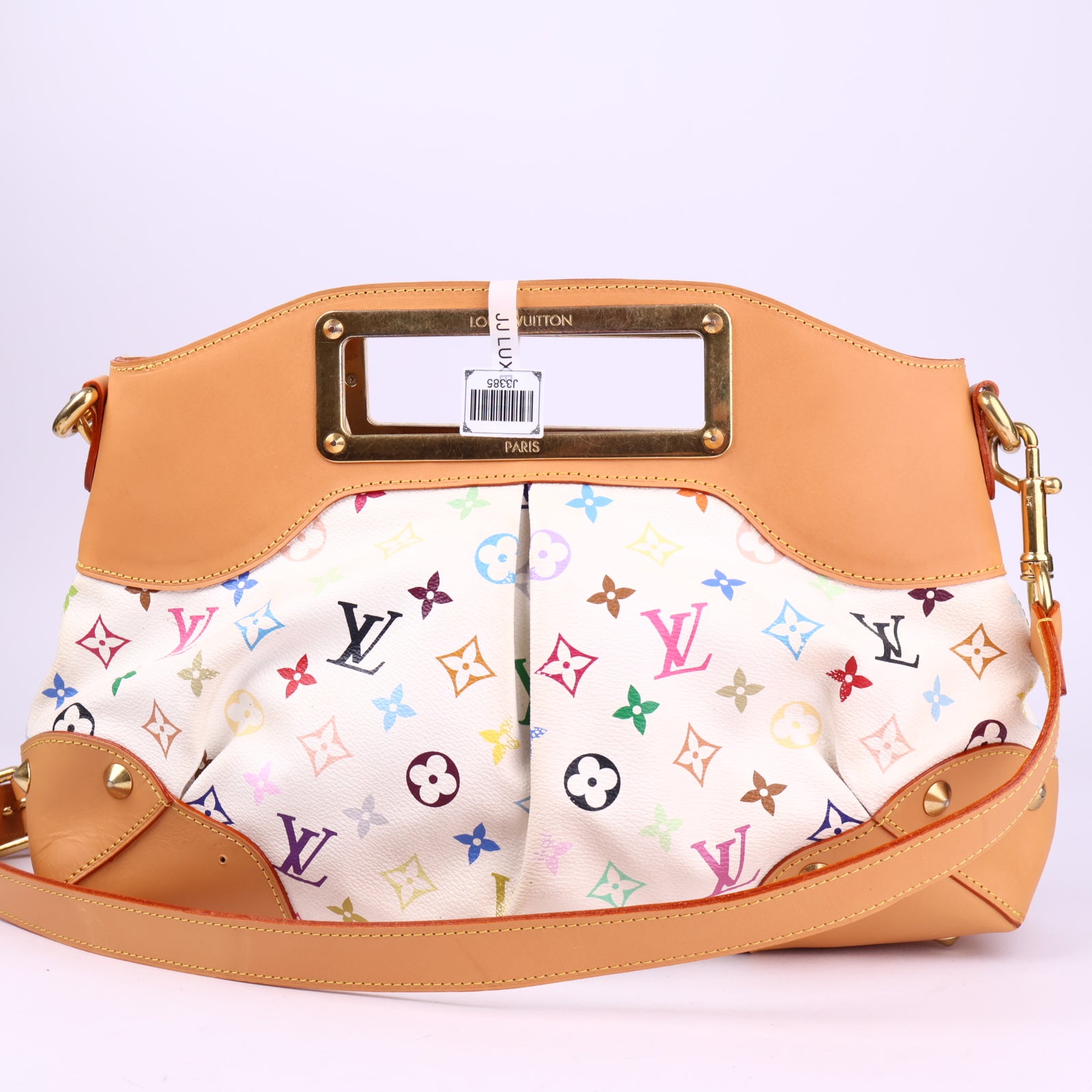 J3385 Louis Vuitton White Monogram Multicolor Judy MM Bag- Pre Owned