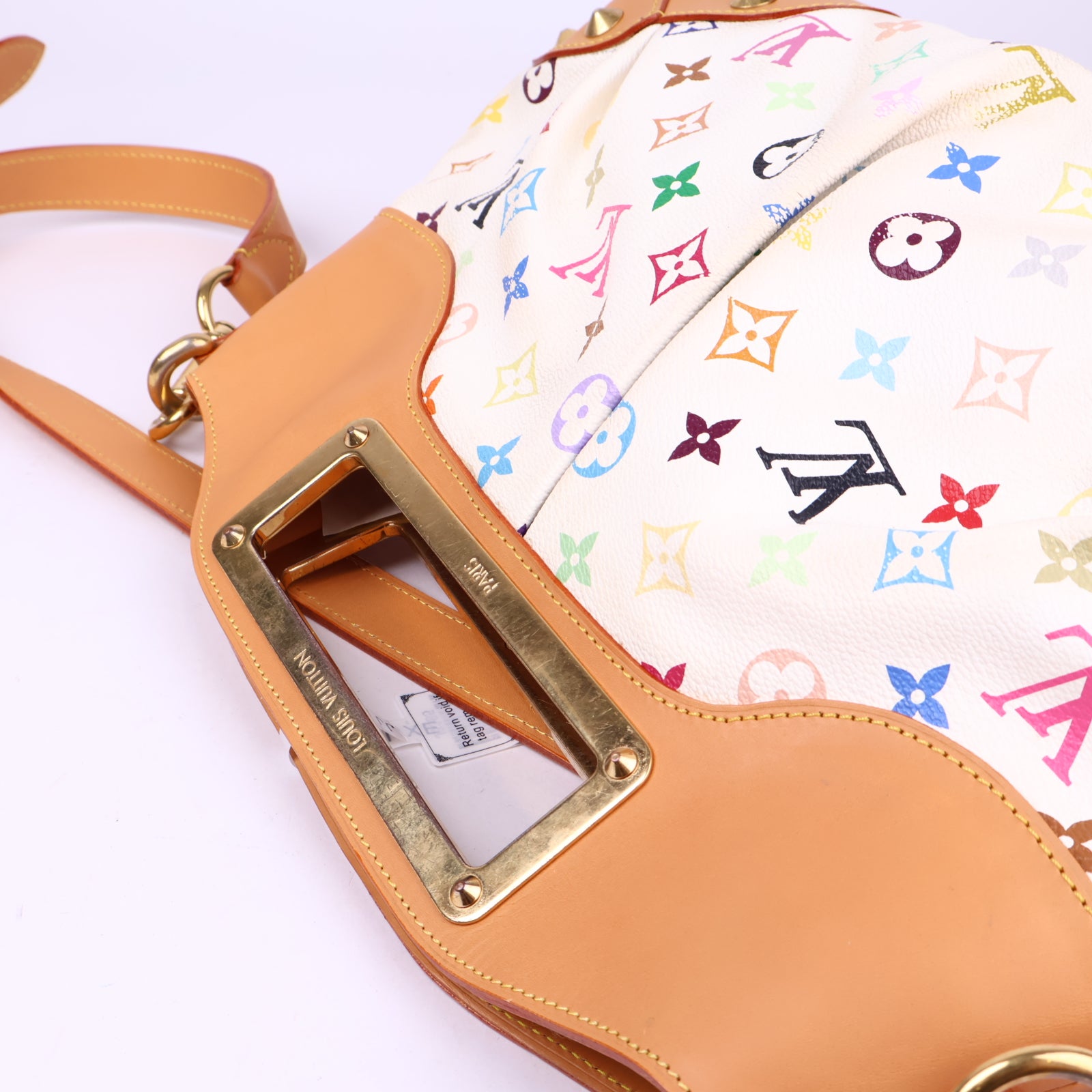 J3385 Louis Vuitton White Monogram Multicolor Judy MM Bag- Pre Owned