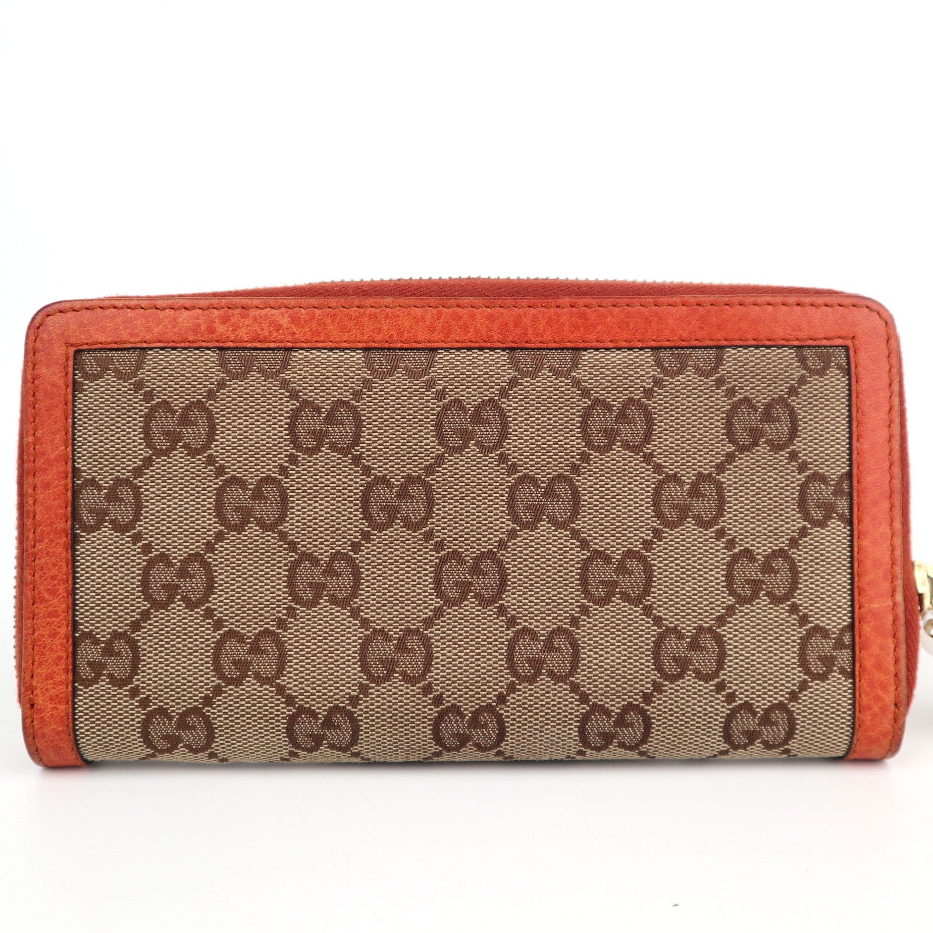 C2197 Gucci Zip Around Wallet GG Canvas Bamboo Zip Around Wallet | Pre-Owned Excellent Brown GG canvas, leather trim