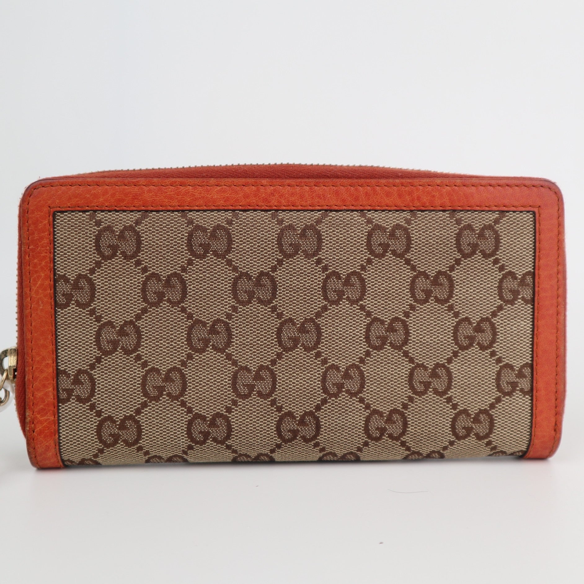 C2197 Gucci Zip Around Wallet GG Canvas Bamboo Zip Around Wallet | Pre-Owned Excellent Brown GG canvas, leather trim
