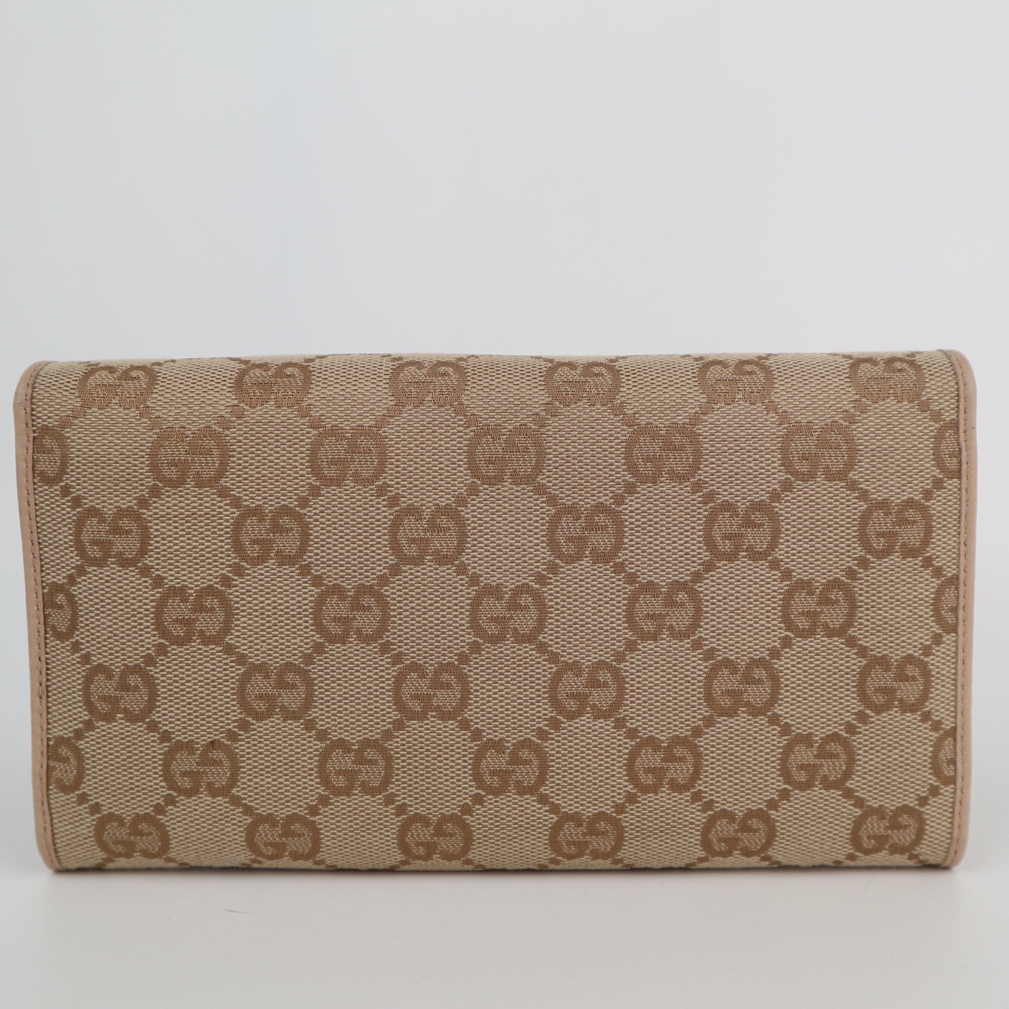 C2199 Gucci Long Wallet Abbey Long Wallet | Pre-Owned Excellent Beige GG fabric, leather trim