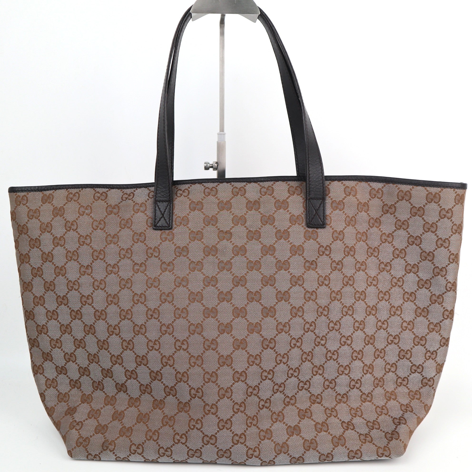 C2201 Gucci Tote Bag GG Canvas Tote Bag | Pre-Owned Excellent Brown GG canvas, leather trim