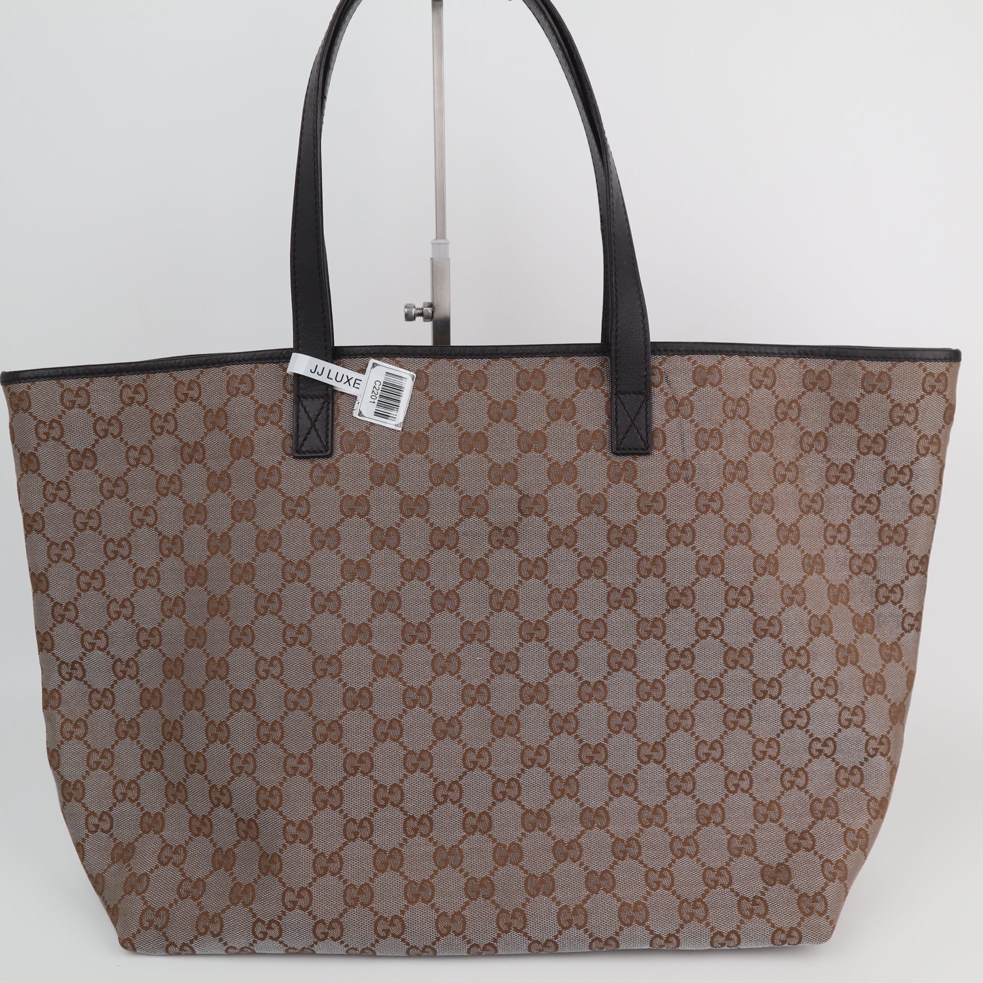 C2201 Gucci Tote Bag GG Canvas Tote Bag | Pre-Owned Excellent Brown GG canvas, leather trim
