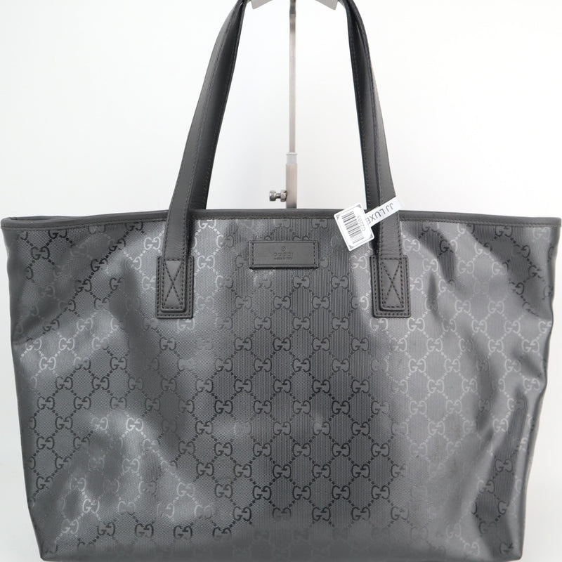 C2203 Gucci Tote Bag Medium GG Imprime Tote Bag | Pre-Owned Excellent Grey coated GG canvas, leather trim