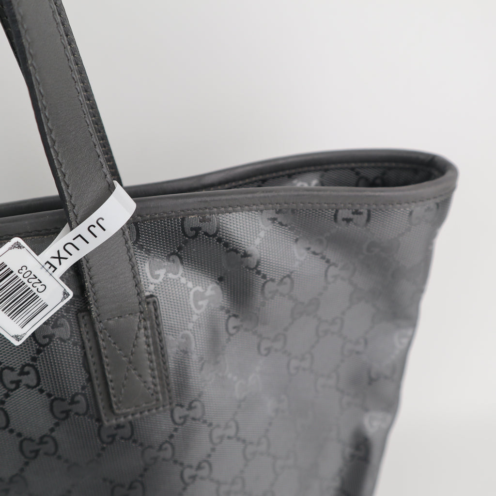 C2203 Gucci Tote Bag Medium GG Imprime Tote Bag | Pre-Owned Excellent Grey coated GG canvas, leather trim