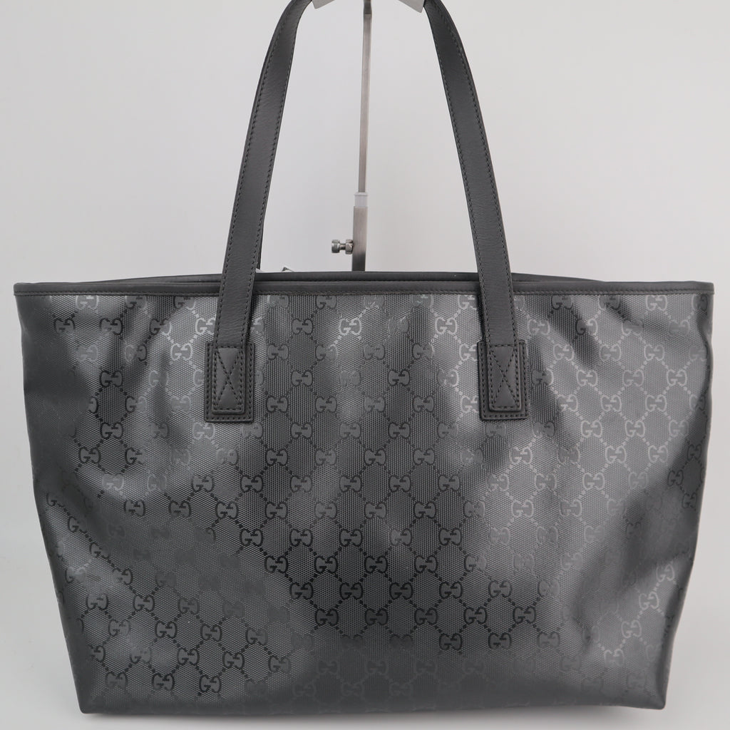 C2203 Gucci Tote Bag Medium GG Imprime Tote Bag | Pre-Owned Excellent Grey coated GG canvas, leather trim