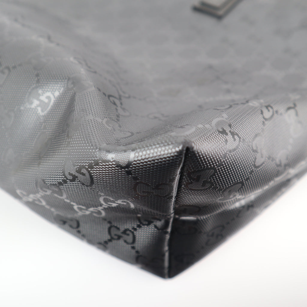 C2203 Gucci Tote Bag Medium GG Imprime Tote Bag | Pre-Owned Excellent Grey coated GG canvas, leather trim
