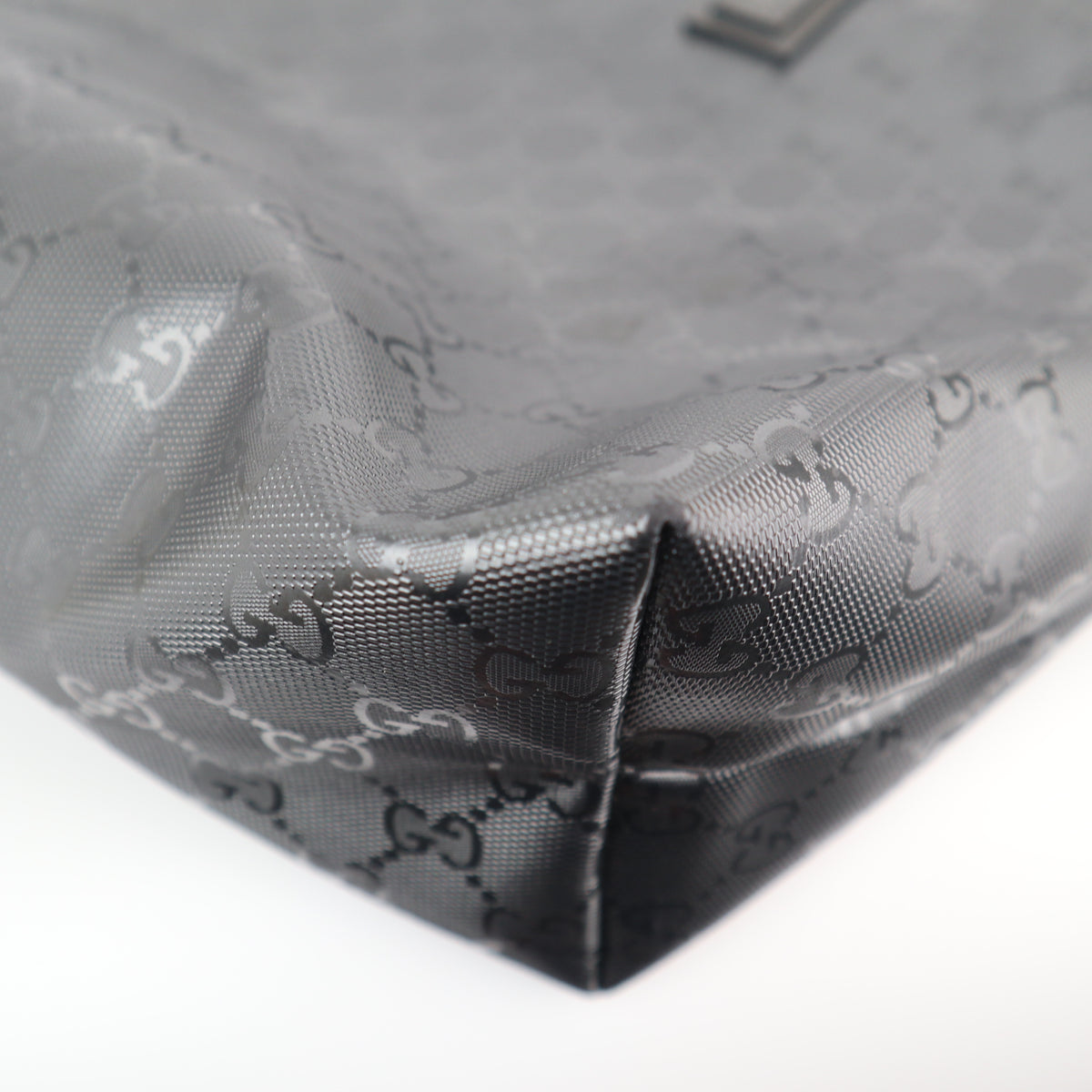 C2203 Gucci Tote Bag Medium GG Imprime Tote Bag | Pre-Owned Excellent Grey coated GG canvas, leather trim