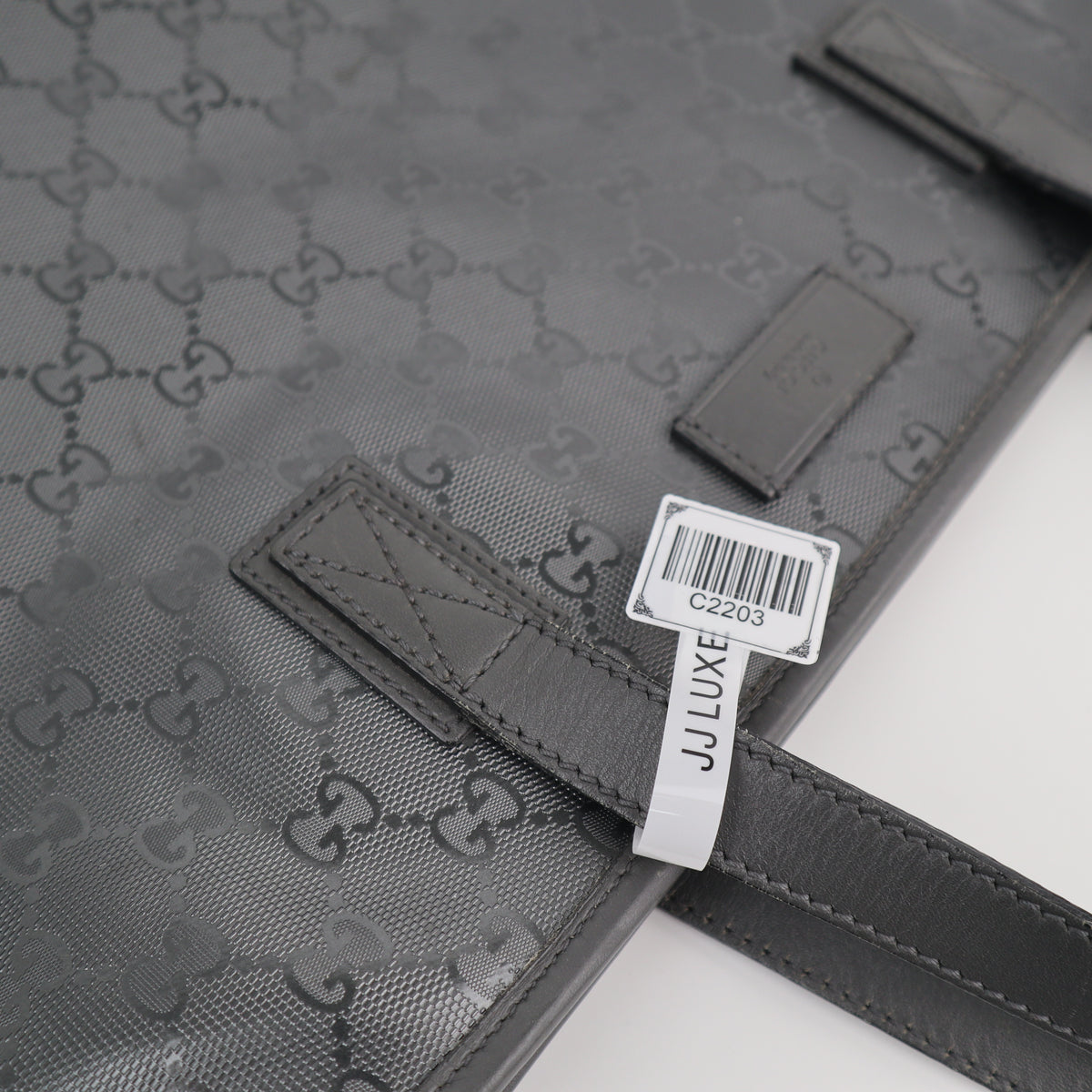 C2203 Gucci Tote Bag Medium GG Imprime Tote Bag | Pre-Owned Excellent Grey coated GG canvas, leather trim