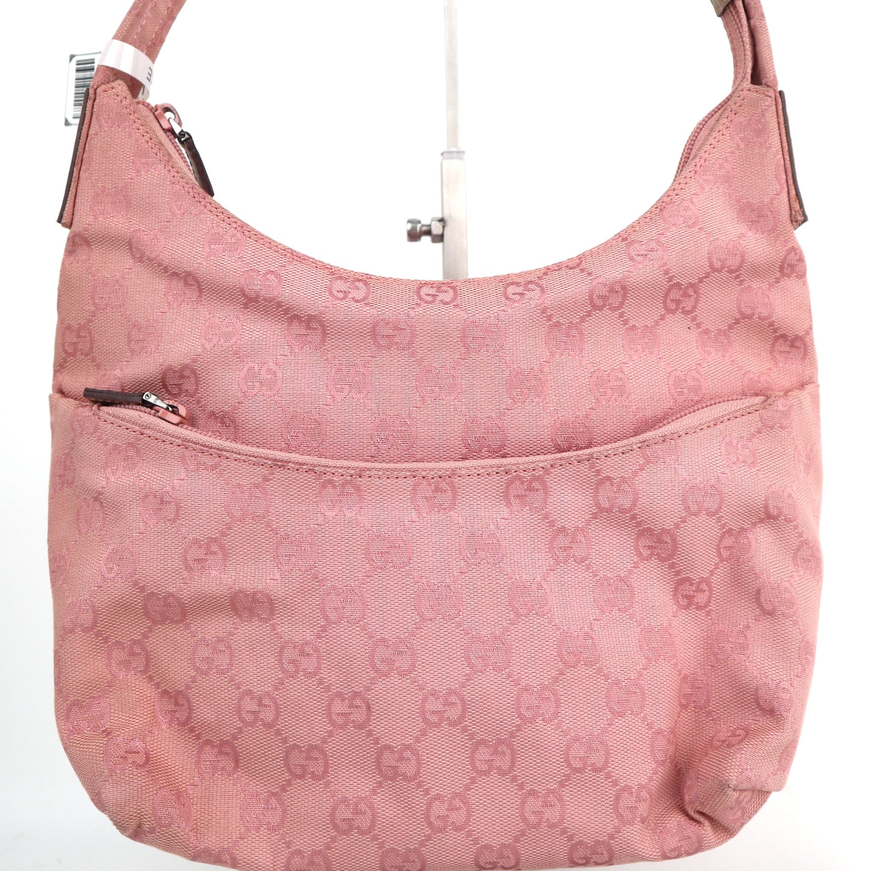 C2206 Gucci Hobo Bag GG Canvas Hobo | Pre-Owned Excellent Pink GG canvas, leather trim