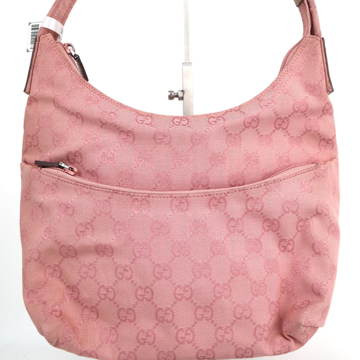 C2206# Gucci Hobo Bag GG Canvas Hobo | Pre-Owned Excellent Pink GG canvas, leather trim
