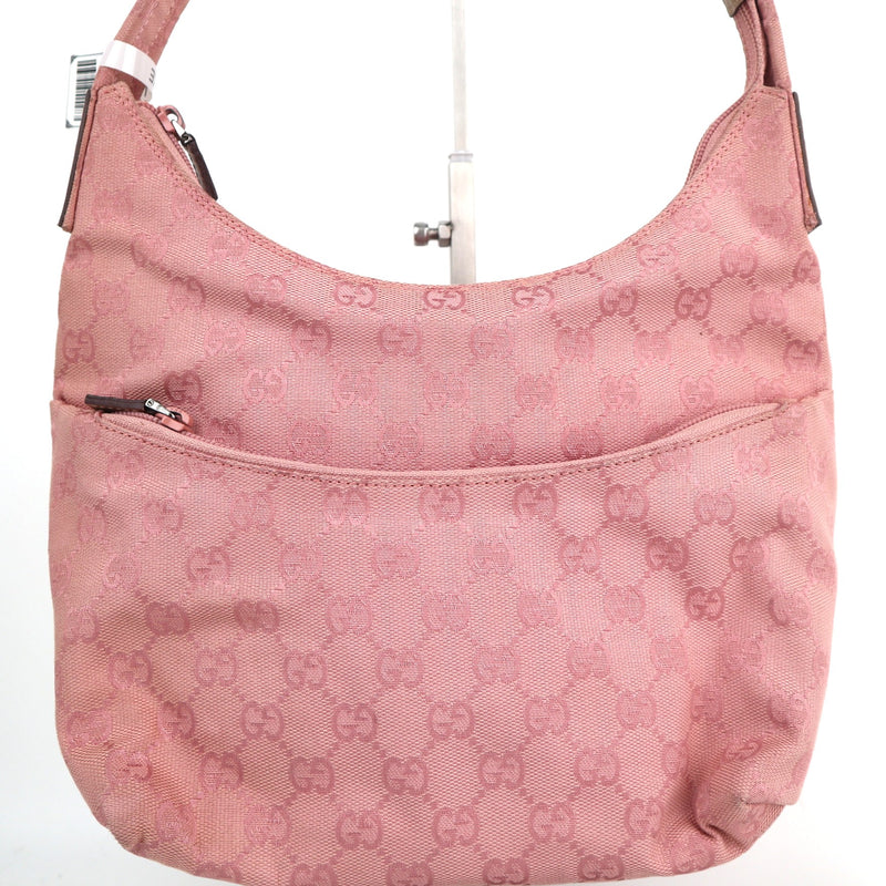 C2206# Gucci Hobo Bag GG Canvas Hobo | Pre-Owned Excellent Pink GG canvas, leather trim