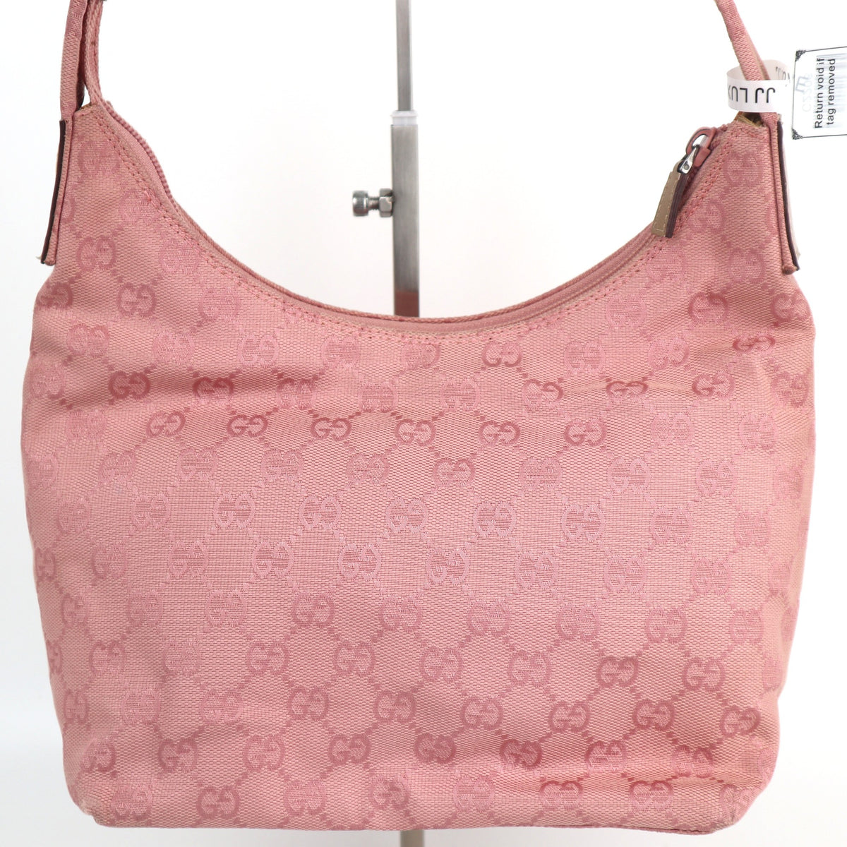 C2206# Gucci Hobo Bag GG Canvas Hobo | Pre-Owned Excellent Pink GG canvas, leather trim