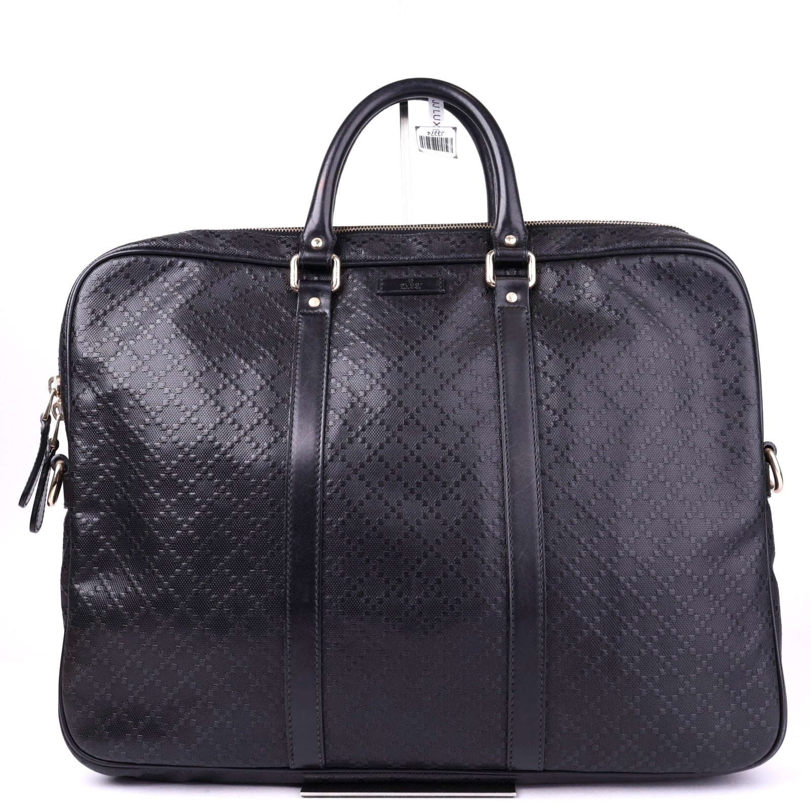 J3374 Gucci Black Diamante Textured Leather Briefcase- Pre Owned