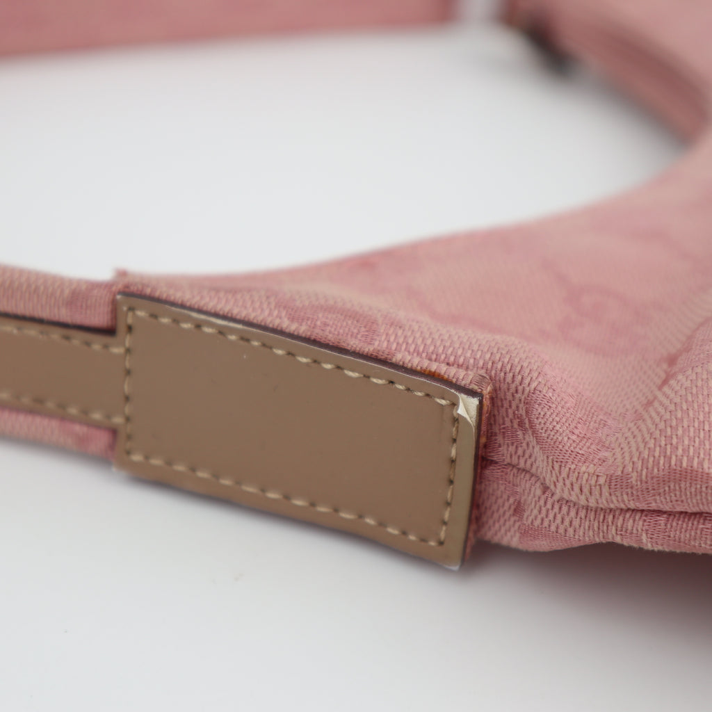 C2206# Gucci Hobo Bag GG Canvas Hobo | Pre-Owned Excellent Pink GG canvas, leather trim