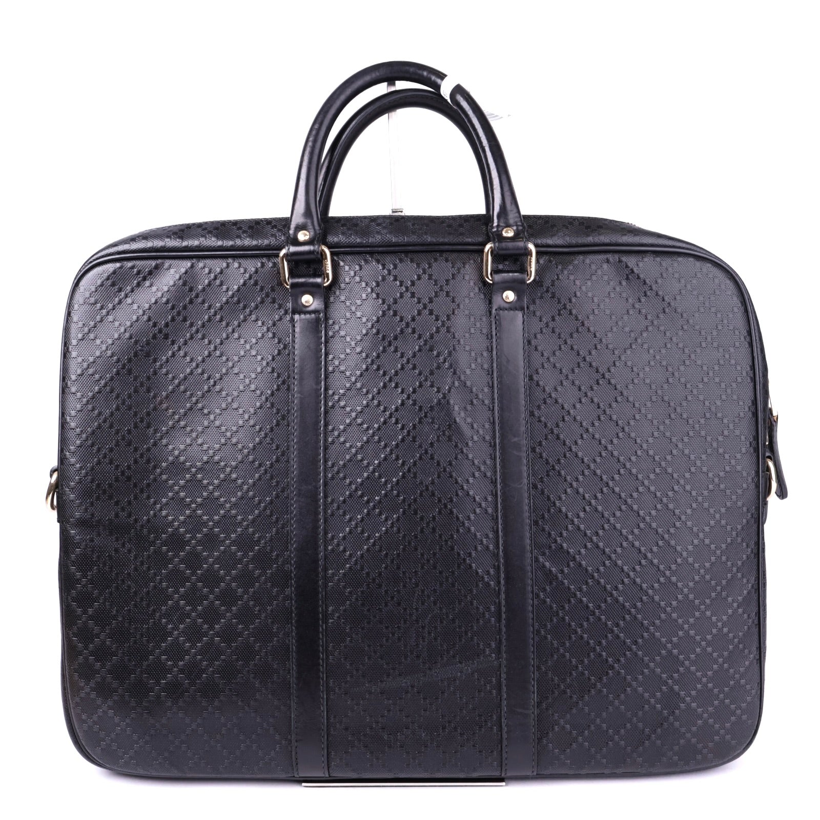 J3374 Gucci Black Diamante Textured Leather Briefcase- Pre Owned