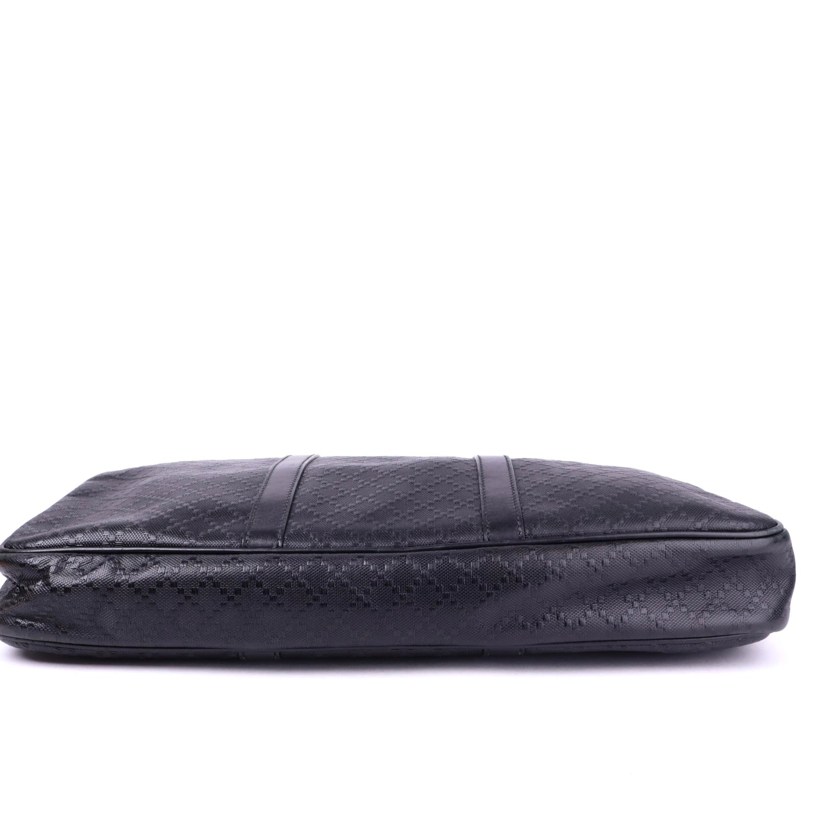 J3374 Gucci Black Diamante Textured Leather Briefcase- Pre Owned