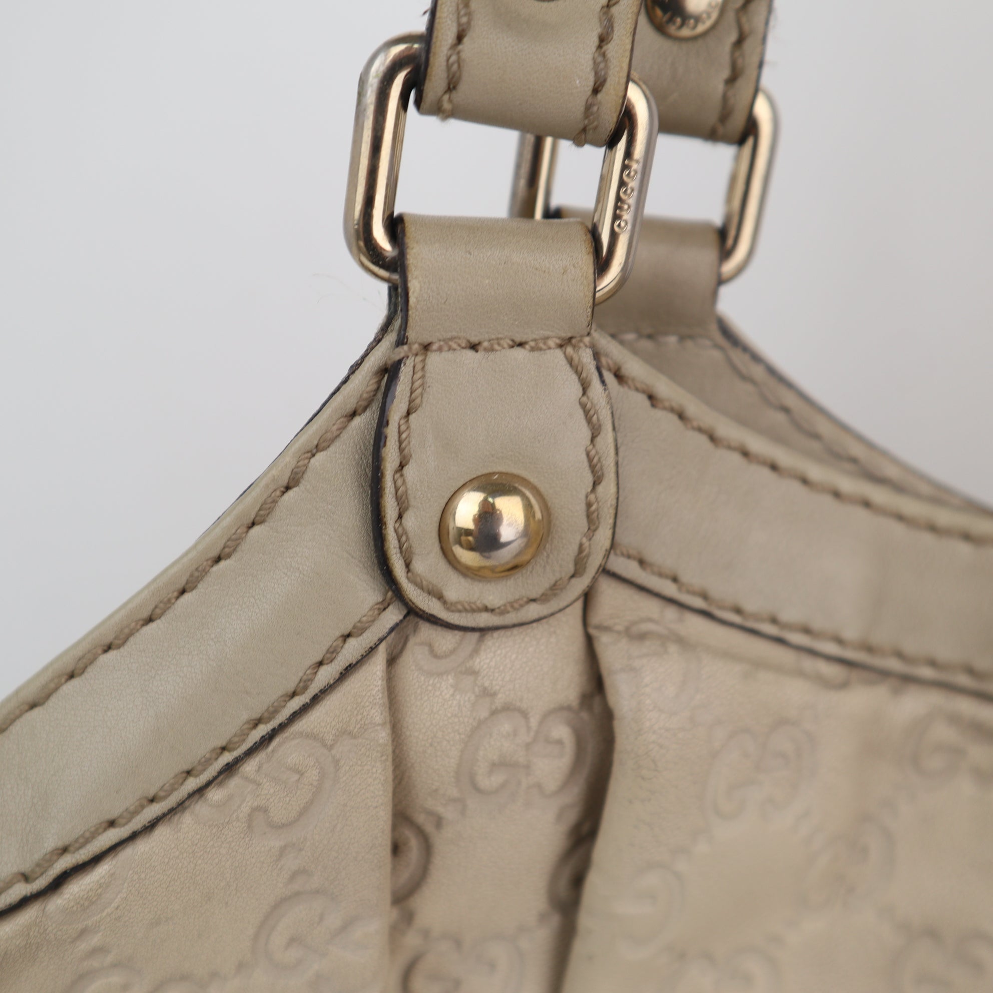 C2207 Gucci Tote Bag Sukey Guccissima Tote Bag | Pre-Owned Very Good Light Beige Guccissima leather