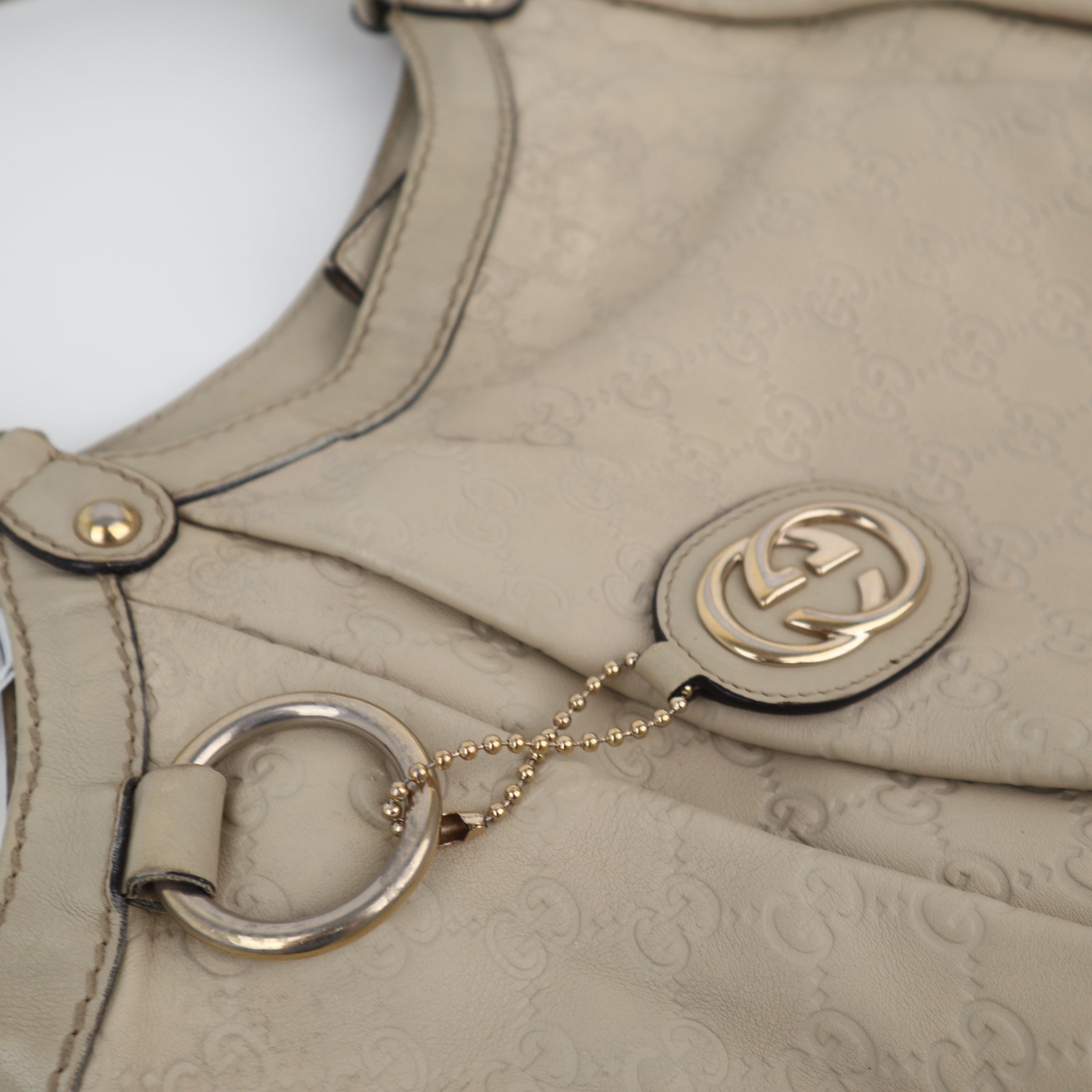 C2207 Gucci Tote Bag Sukey Guccissima Tote Bag | Pre-Owned Very Good Light Beige Guccissima leather