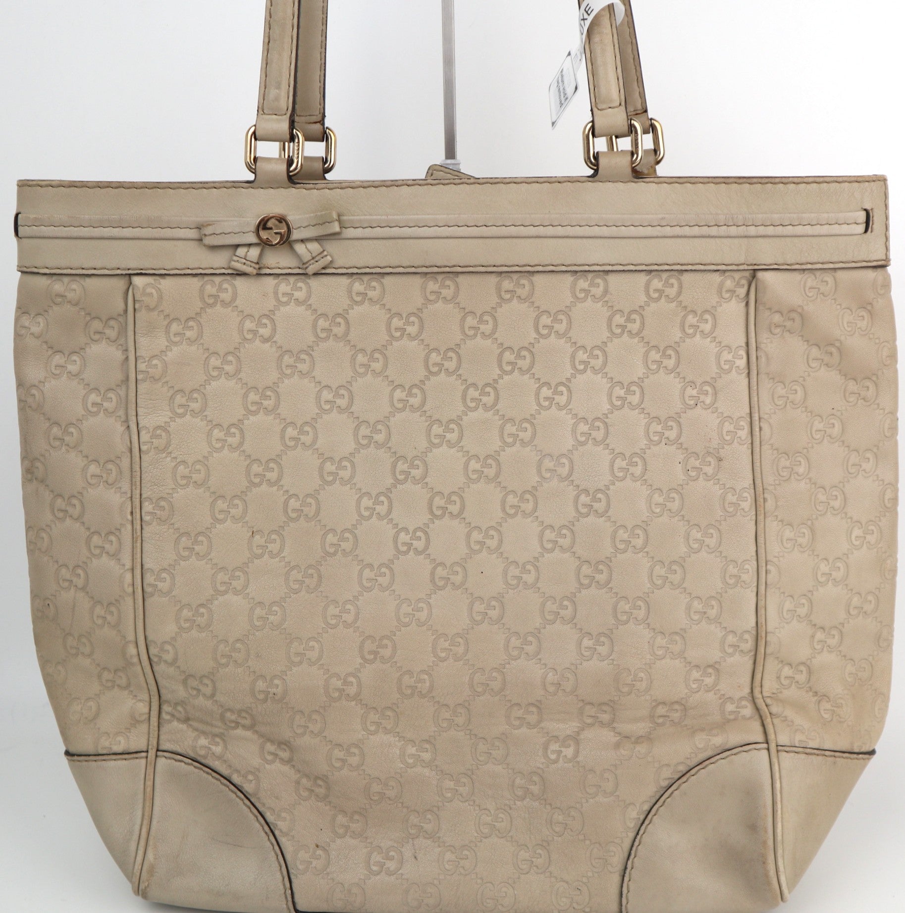 C2208 Gucci Tote Bag Mayfair Guccissima Tote Bag | Pre-Owned Very Good Light Beige Guccissima leather