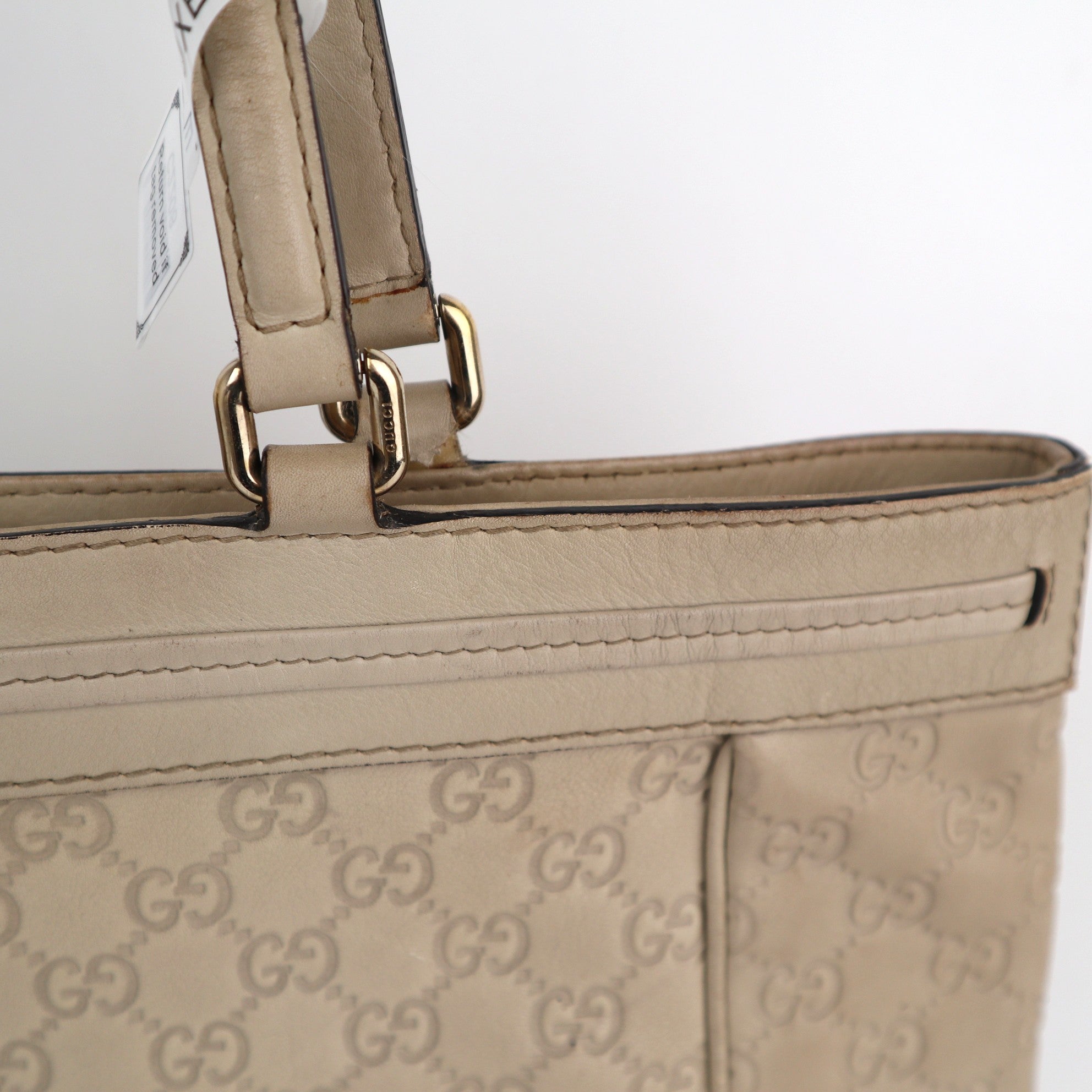 C2208 Gucci Tote Bag Mayfair Guccissima Tote Bag | Pre-Owned Very Good Light Beige Guccissima leather