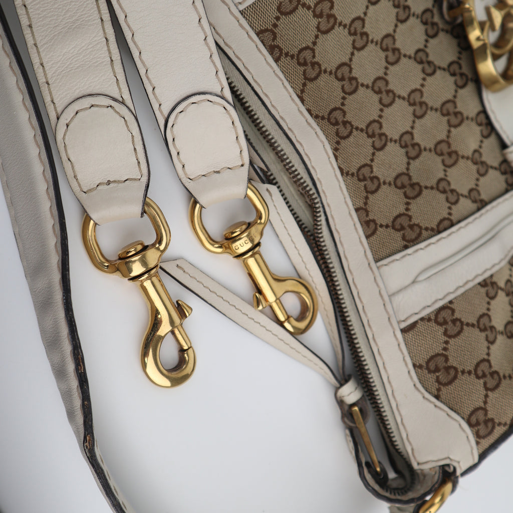 C2209 Gucci Hobo Bag GG Running Medium Hobo | Pre-Owned Very Good Brown canvas, leather trim