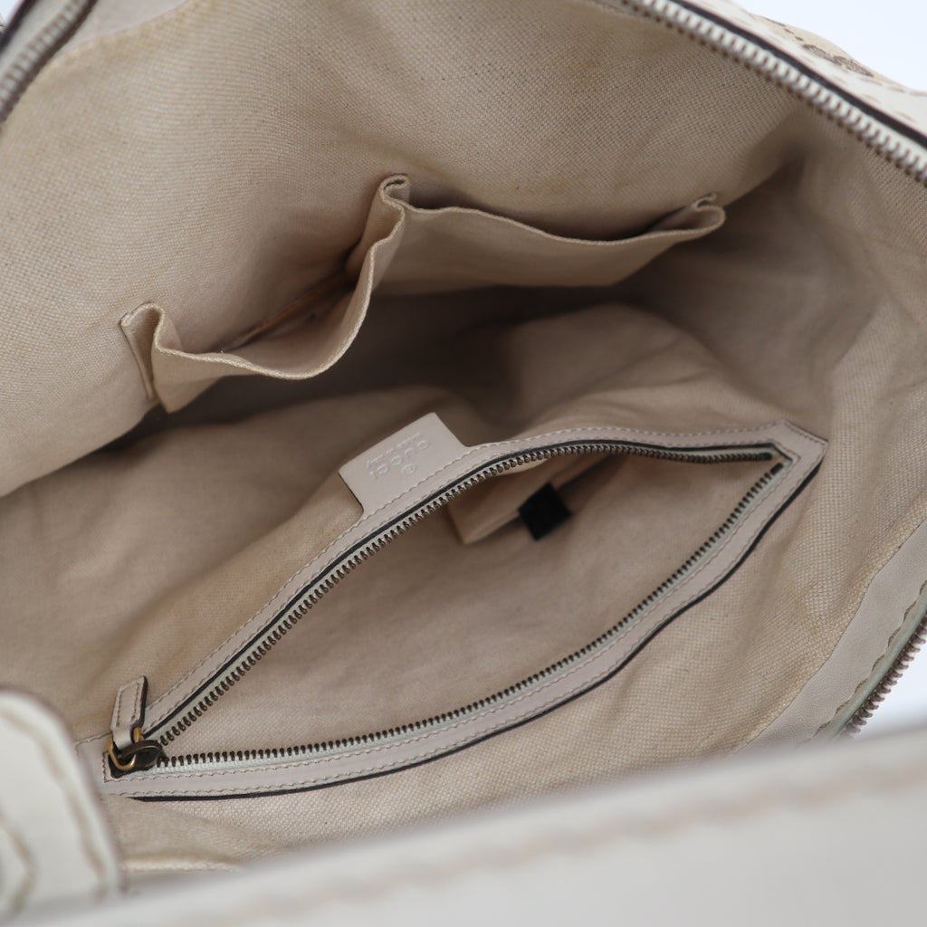 C2209 Gucci Hobo Bag GG Running Medium Hobo | Pre-Owned Very Good Brown canvas, leather trim