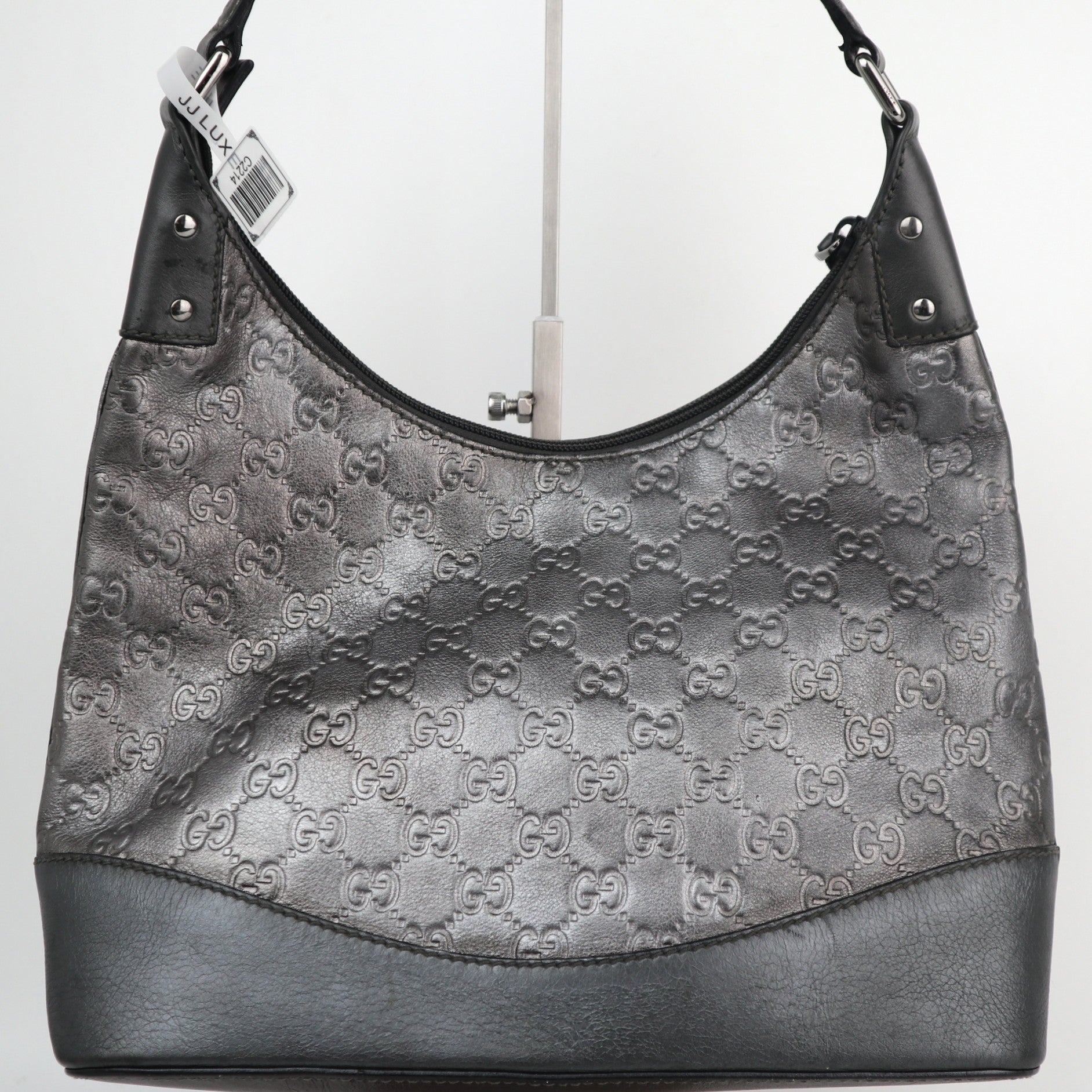 C2214 Gucci Hobo Bag Guccissima Hobo | Pre-Owned Excellent Grey Guccissima leather