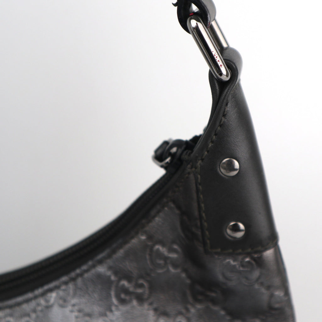 C2214# Gucci Hobo Bag Guccissima Hobo | Pre-Owned Excellent Grey Guccissima leather