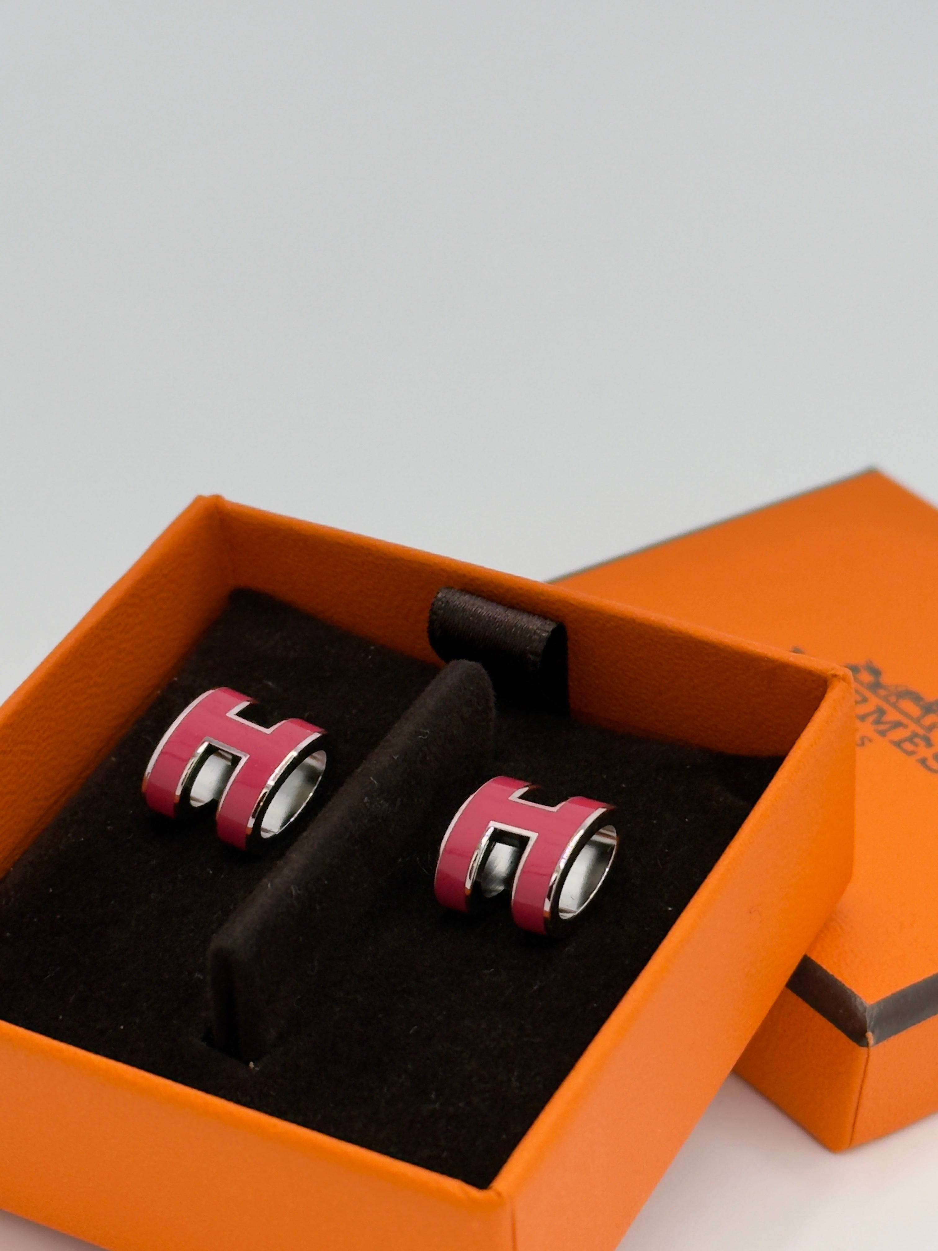 Hermès Metal Pop H Earrings Pink/Silver