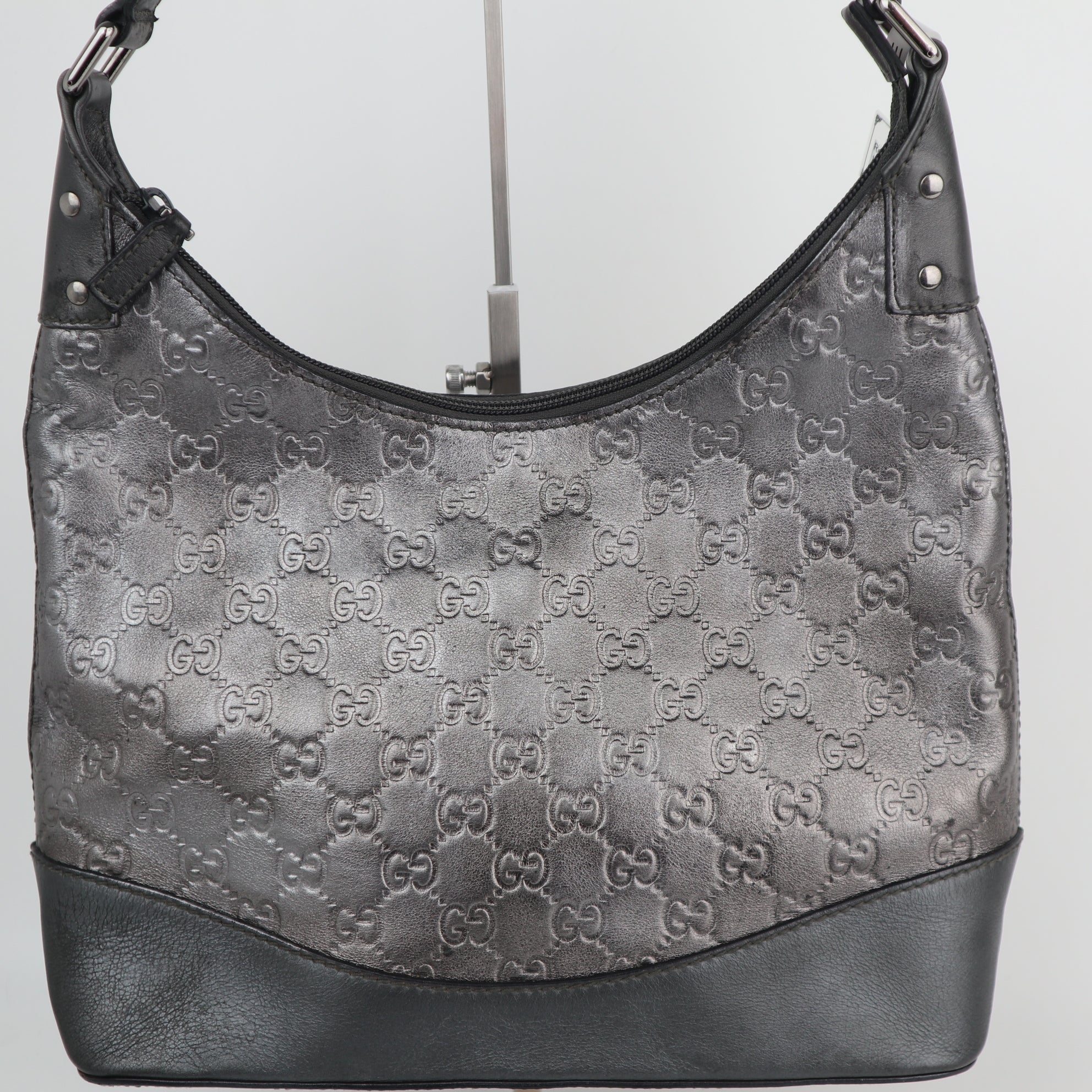 C2214# Gucci Hobo Bag Guccissima Hobo | Pre-Owned Excellent Grey Guccissima leather