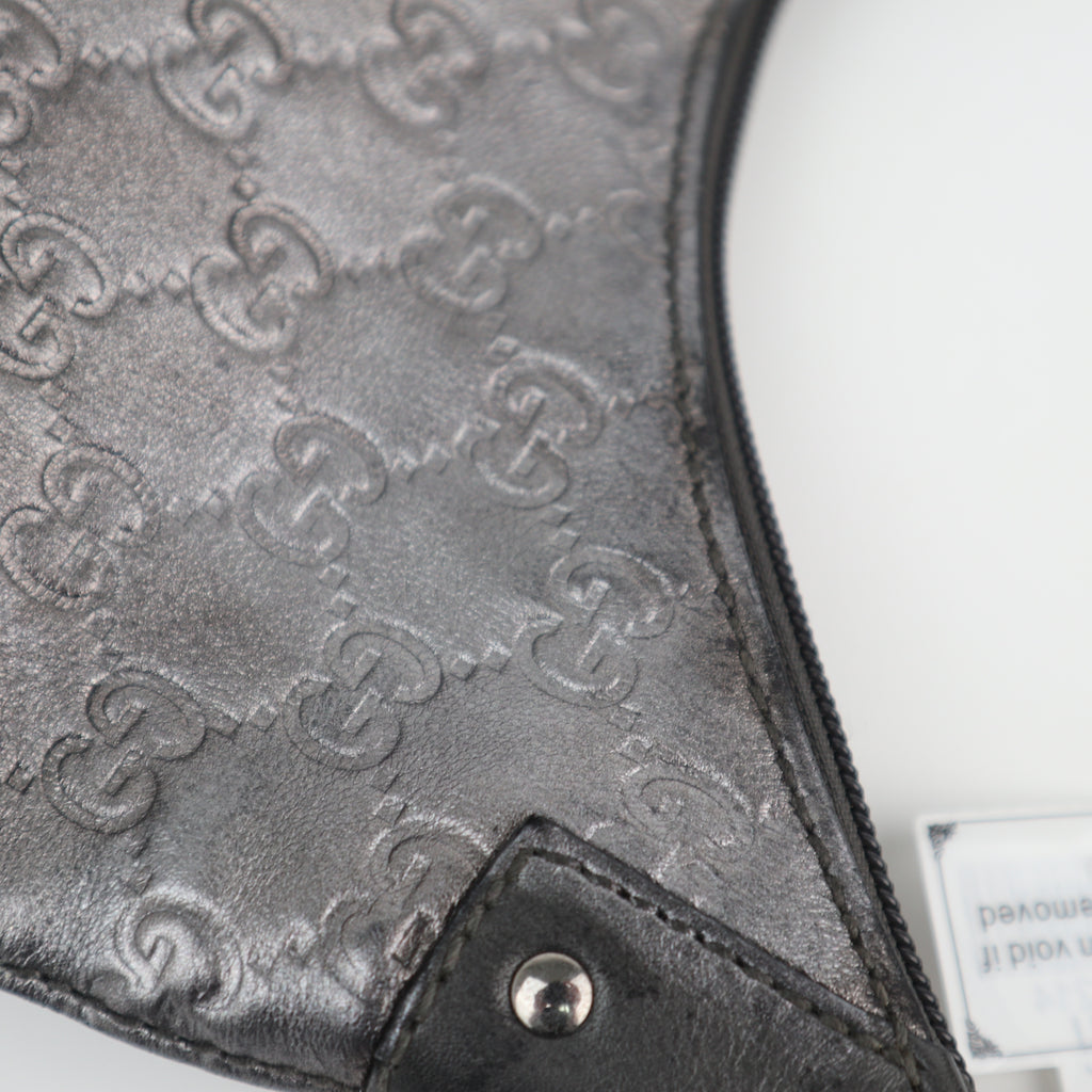 C2214# Gucci Hobo Bag Guccissima Hobo | Pre-Owned Excellent Grey Guccissima leather