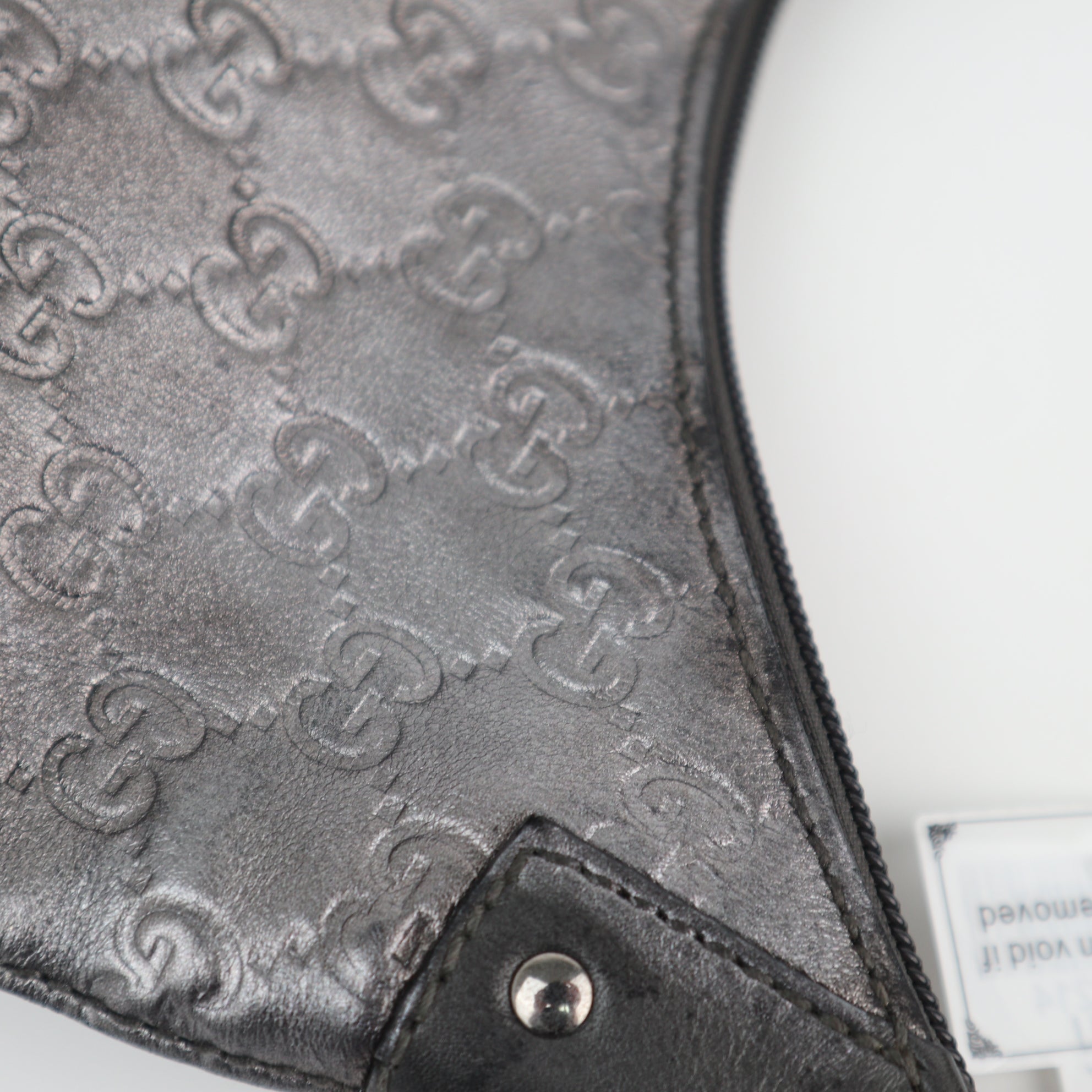 C2214# Gucci Hobo Bag Guccissima Hobo | Pre-Owned Excellent Grey Guccissima leather