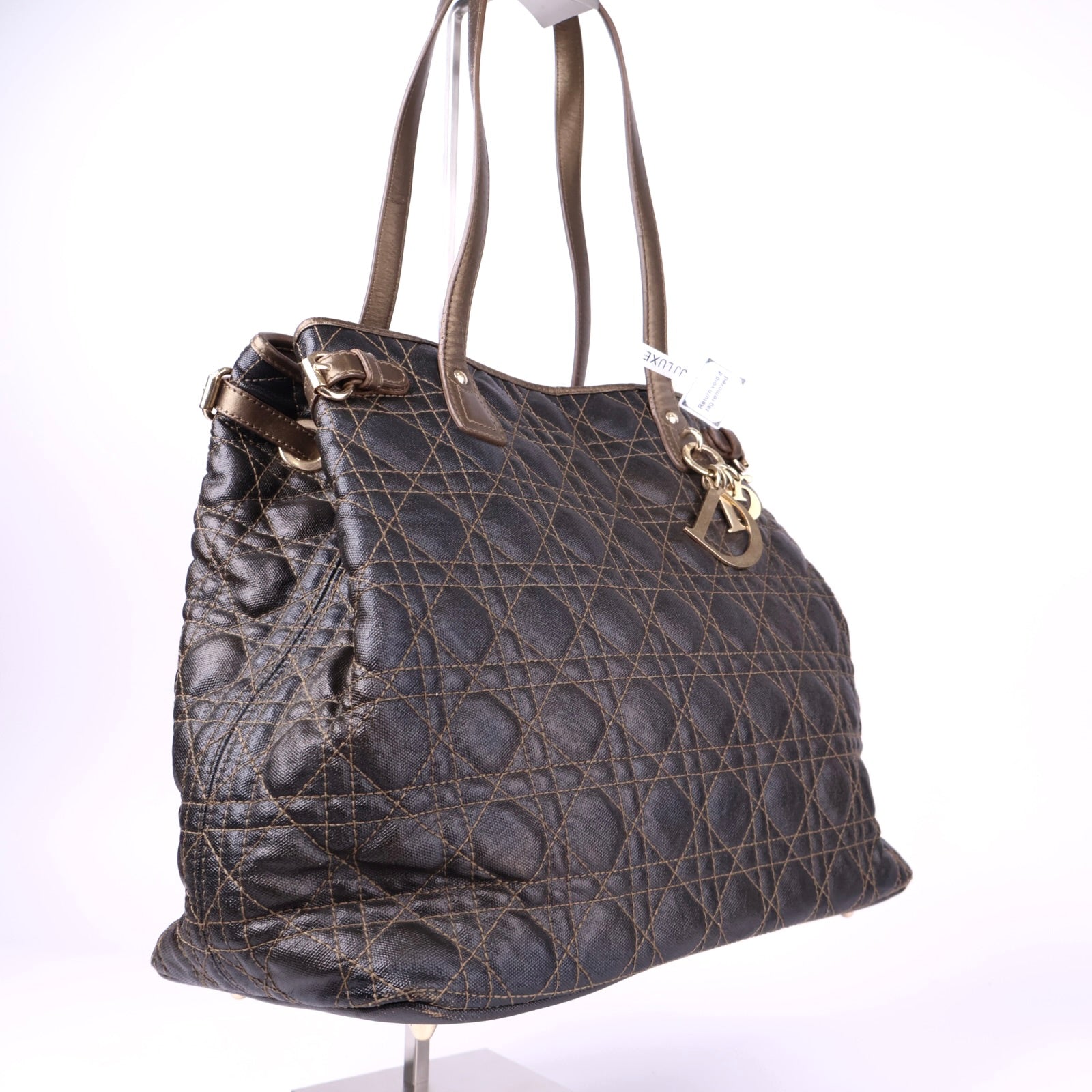 J3365 Dior Bronze Coated Canvas Medium Panarea Shopper Tote- Pre Owned