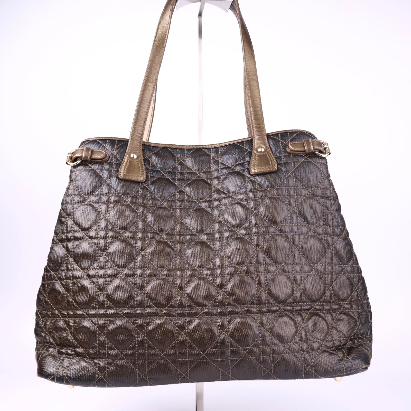 J3365 Dior Bronze Coated Canvas Medium Panarea Shopper Tote- Pre Owned