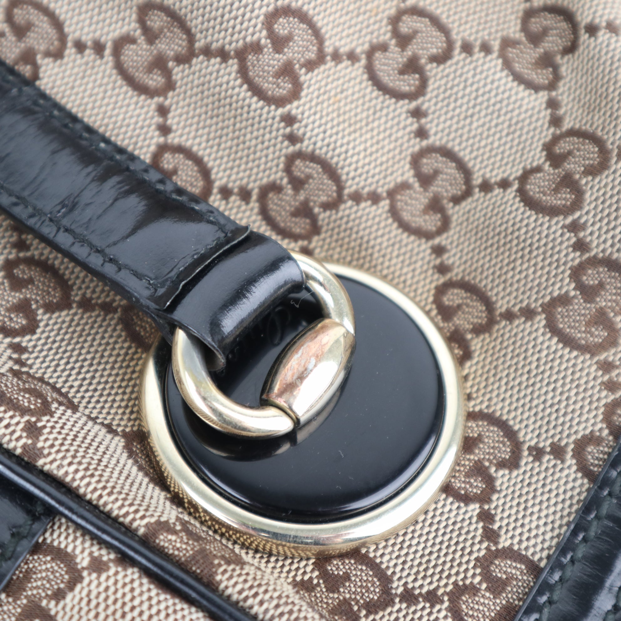 C2217 Gucci Tote Bag Full Moon Patent Leather Large Tote Bag | Pre-Owned Very Good Black patent leather