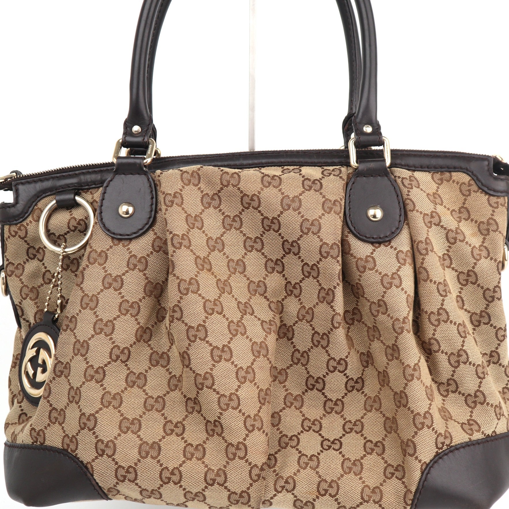 C2218 Gucci Tote Bag GG Canvas Sukey Tote Bag | Pre-Owned Very Good Brown GG canvas, leather trim
