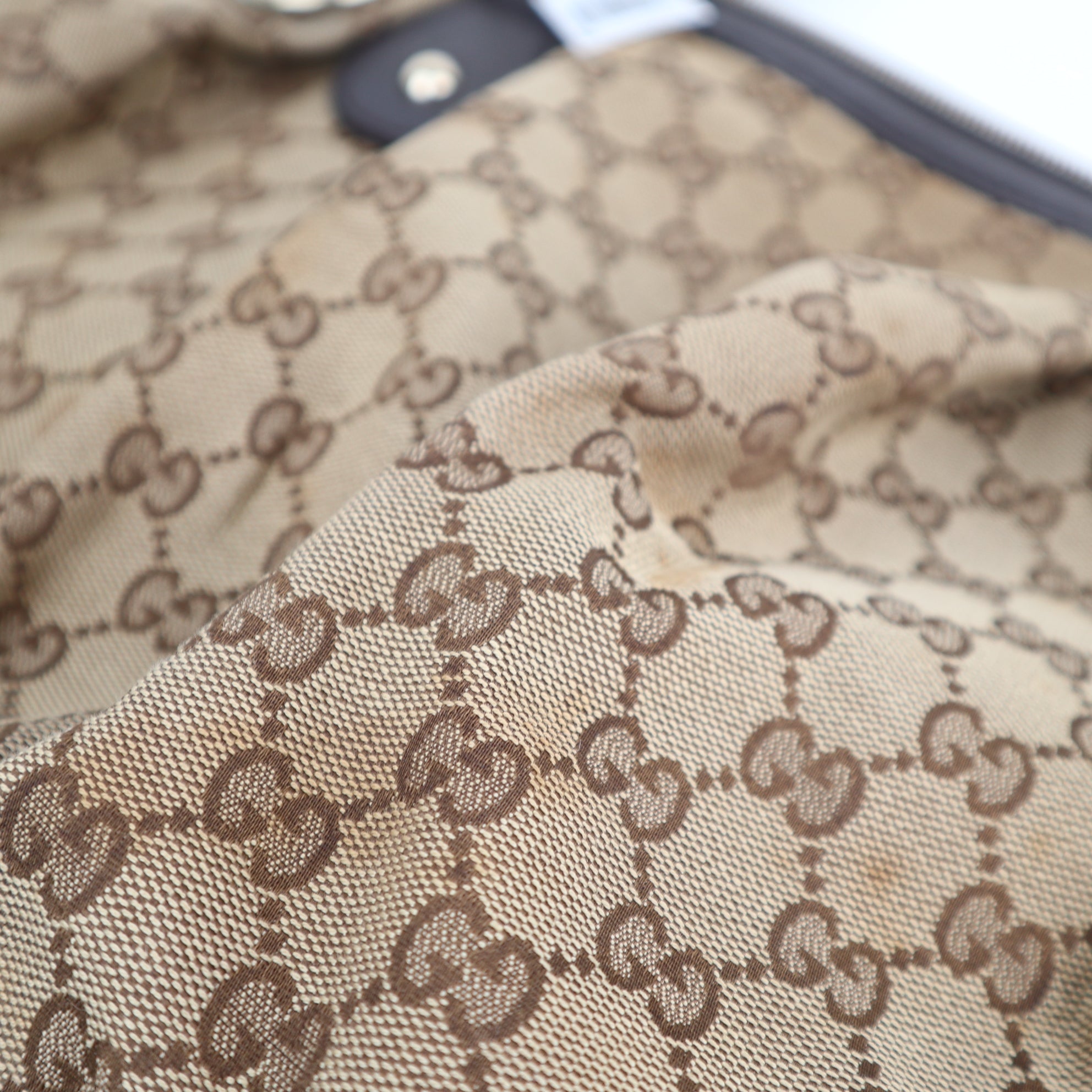 C2219 Gucci Tote Bag GG Canvas Sukey Tote Bag | Pre-Owned Very Good Brown GG canvas, leather trim