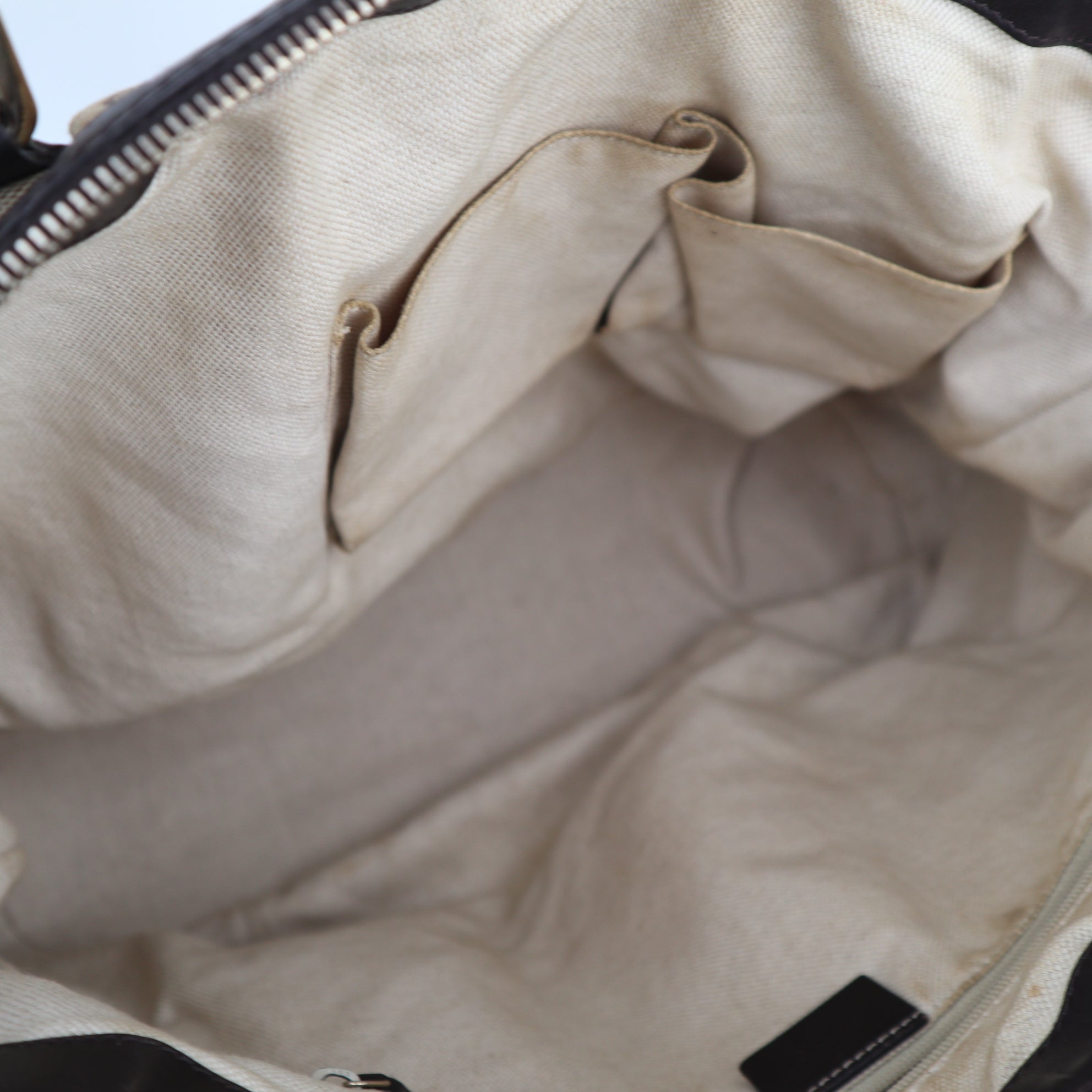 C2219 Gucci Tote Bag GG Canvas Sukey Tote Bag | Pre-Owned Very Good Brown GG canvas, leather trim