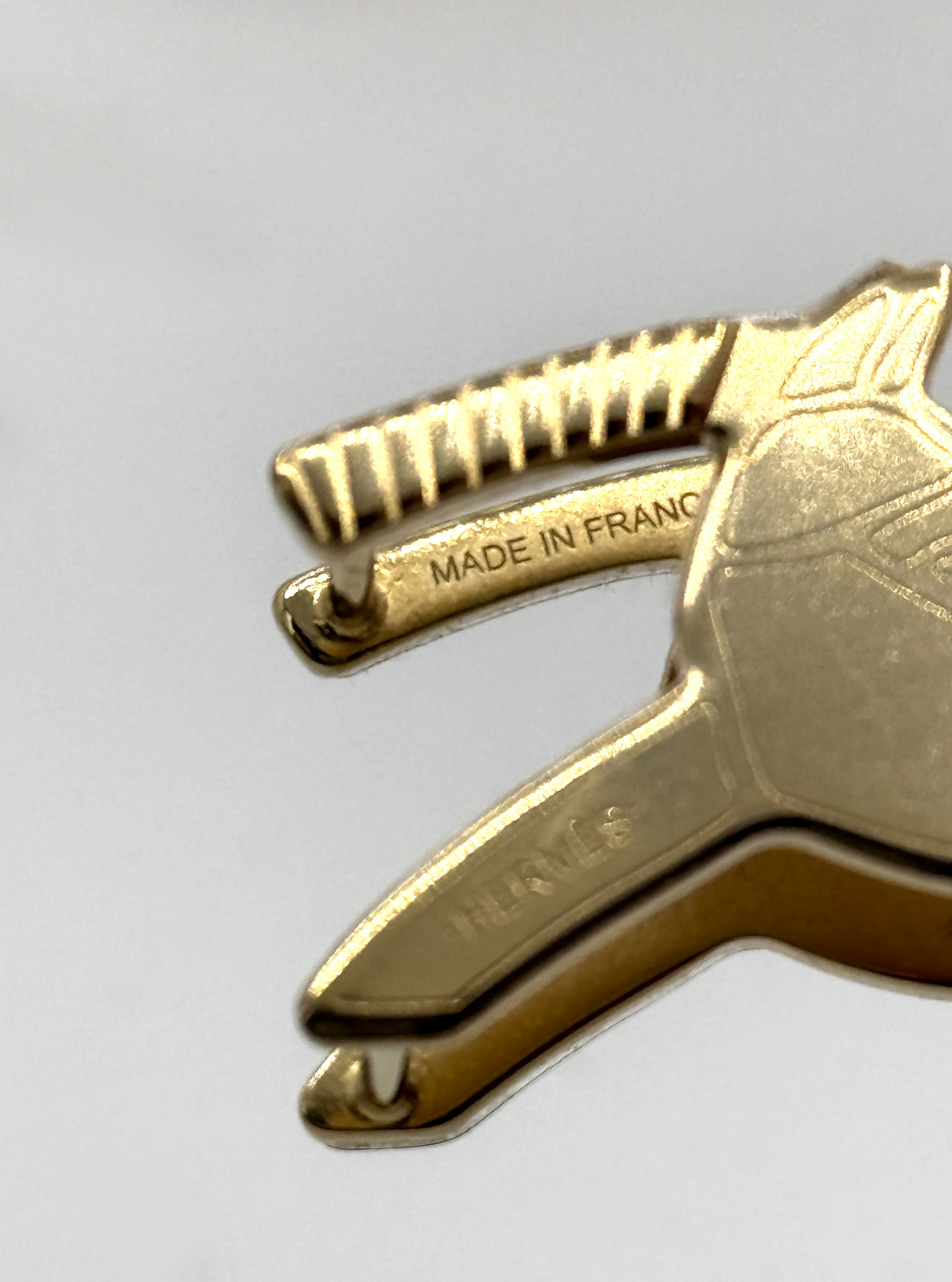 Hermès Tate De Cheval Horse Head Gold Tone Scarf Ring