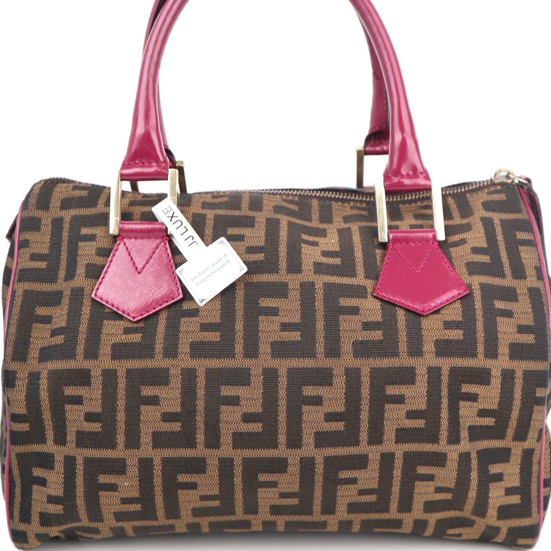 C2226 Fendi Top Handle Bag Zucca Small Boston | Pre-Owned Very Good Brown Zucca logo