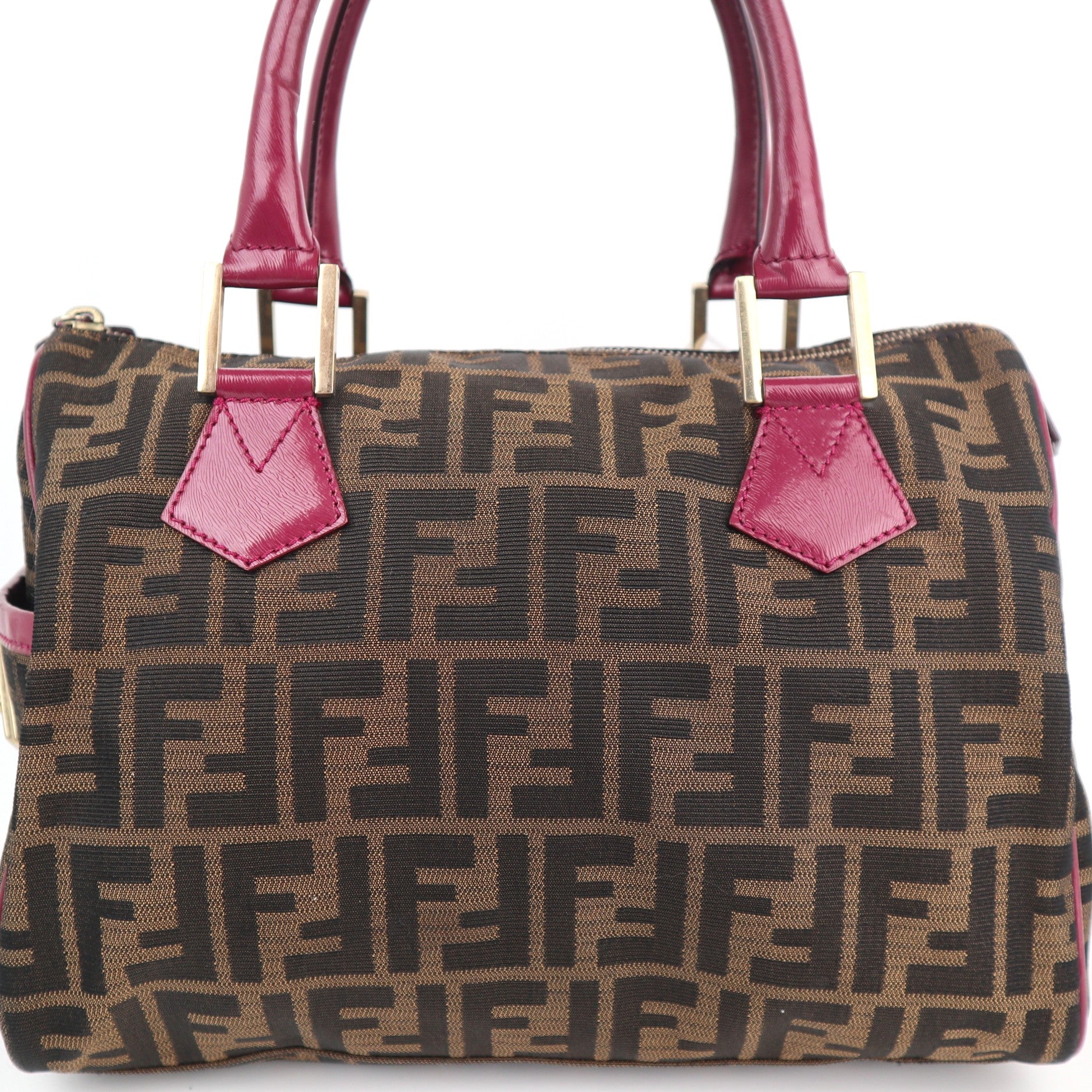 C2226 Fendi Top Handle Bag Zucca Small Boston | Pre-Owned Very Good Brown Zucca logo