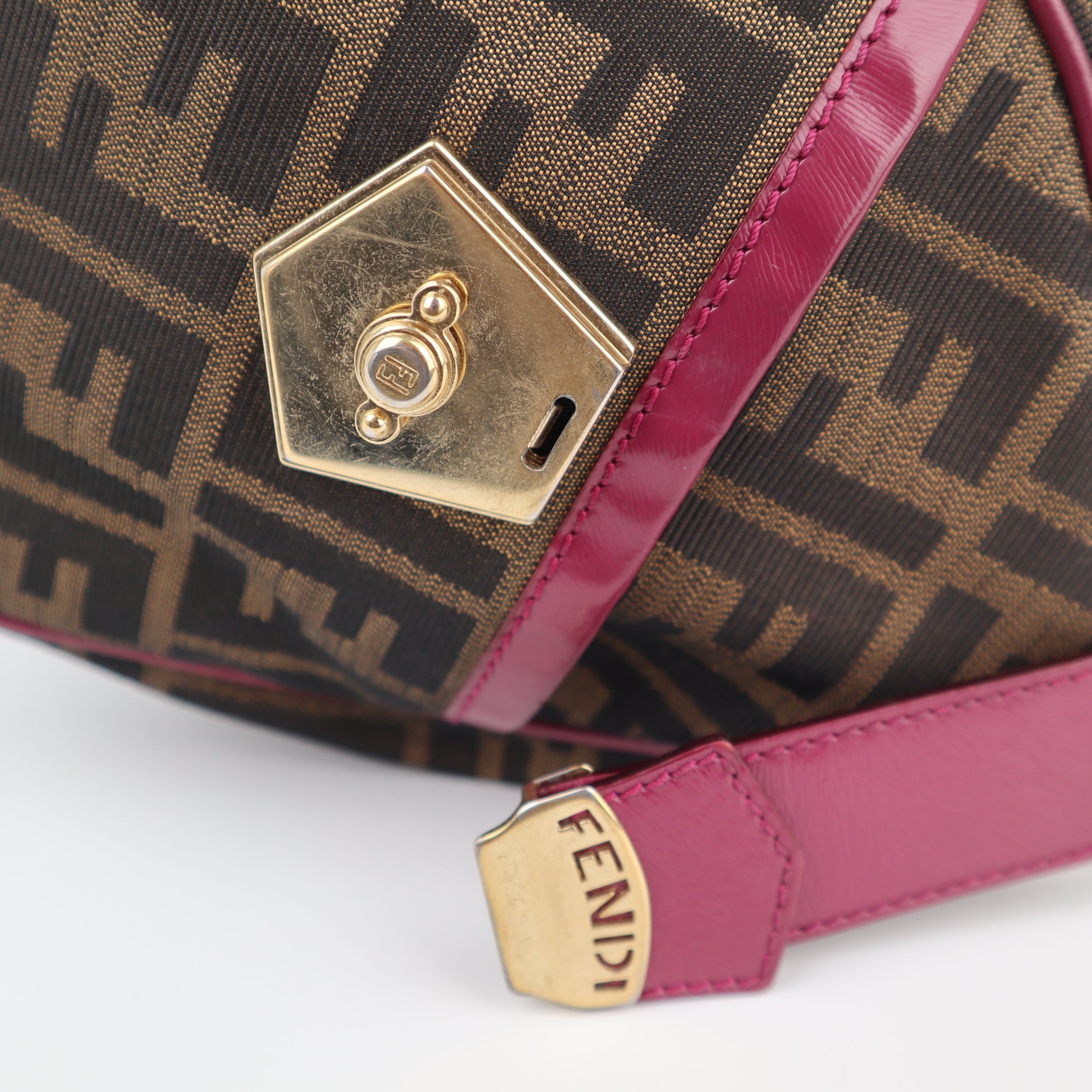 C2226 Fendi Top Handle Bag Zucca Small Boston | Pre-Owned Very Good Brown Zucca logo