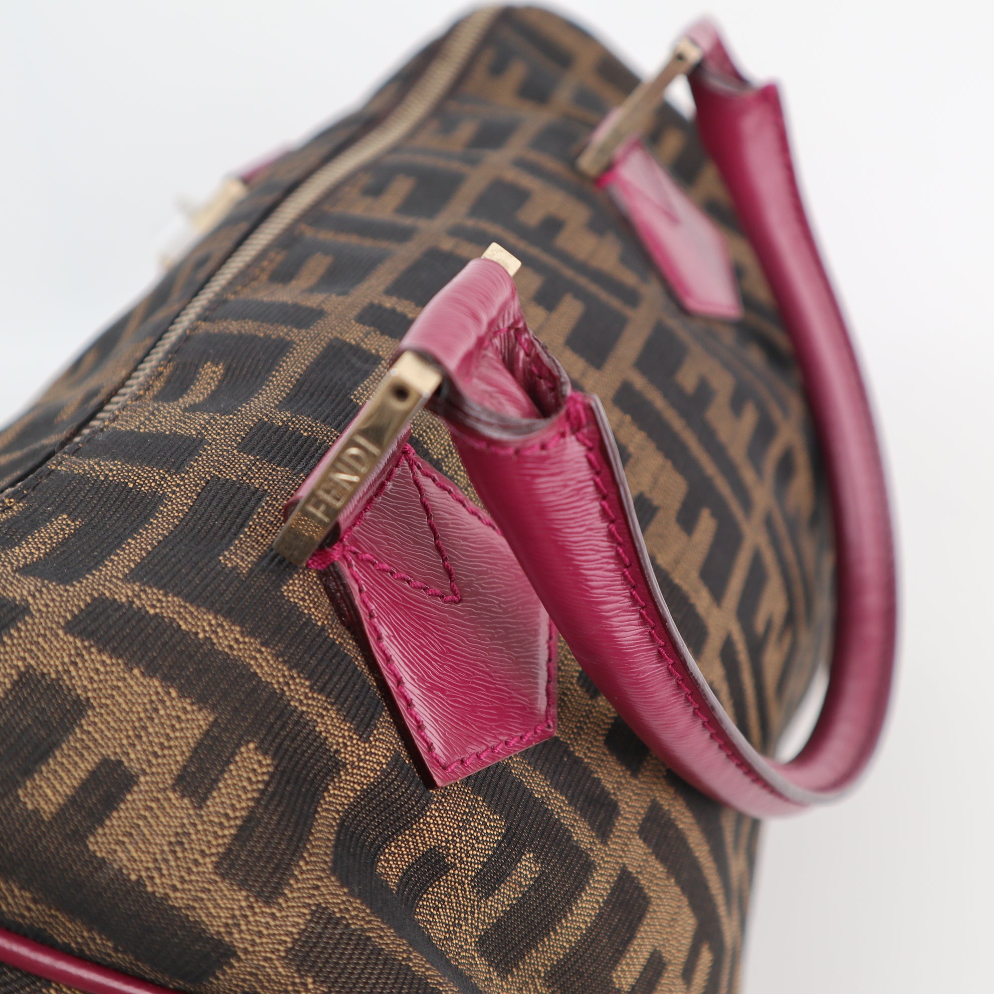 C2226 Fendi Top Handle Bag Zucca Small Boston | Pre-Owned Very Good Brown Zucca logo