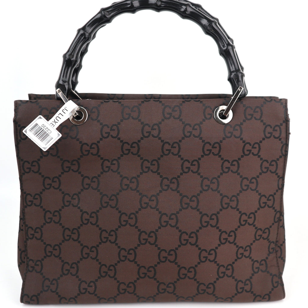C2230 Gucci Top Handle Bag Bamboo Tote | Pre-Owned Excellent GG monogram